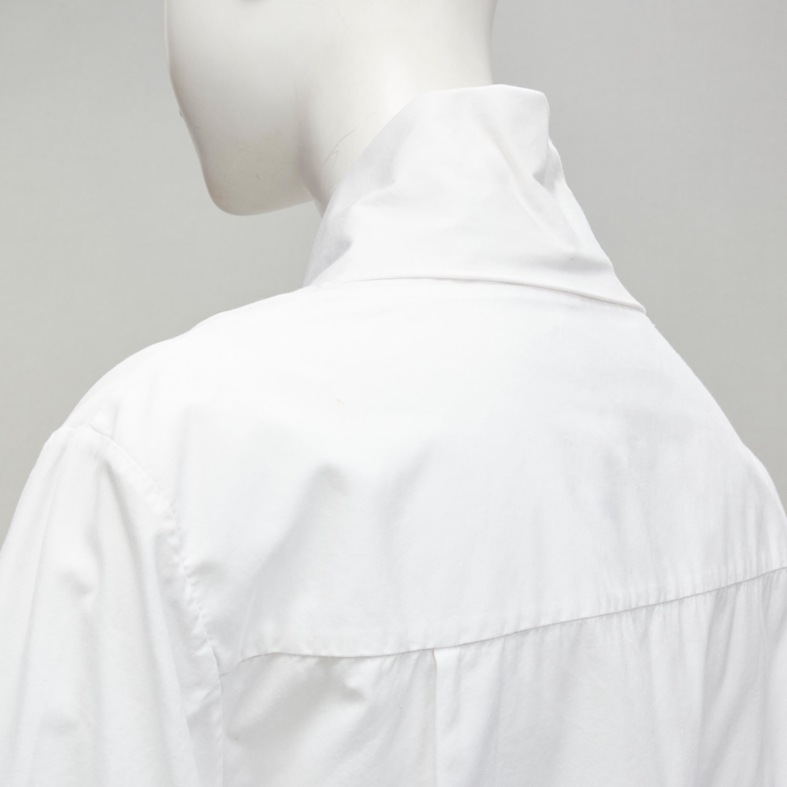 HUSSEIN CHALAYAN white cotton drape asymmetric collar back yoke shirt IT38 XS 5