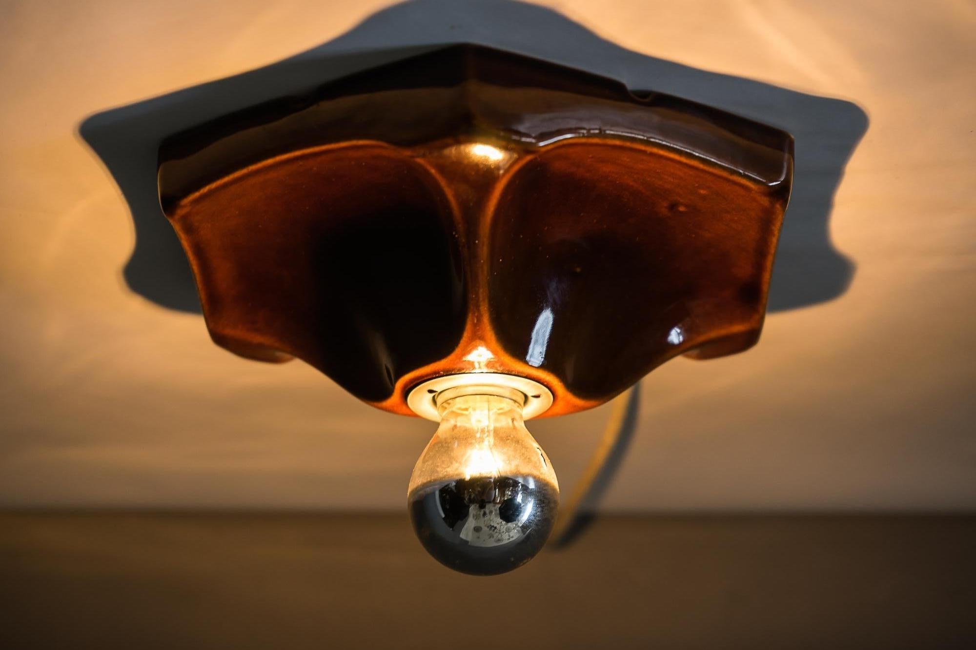 Hustadt Ceramic Ceiling Lamp, Germany, circa 1970s For Sale 5