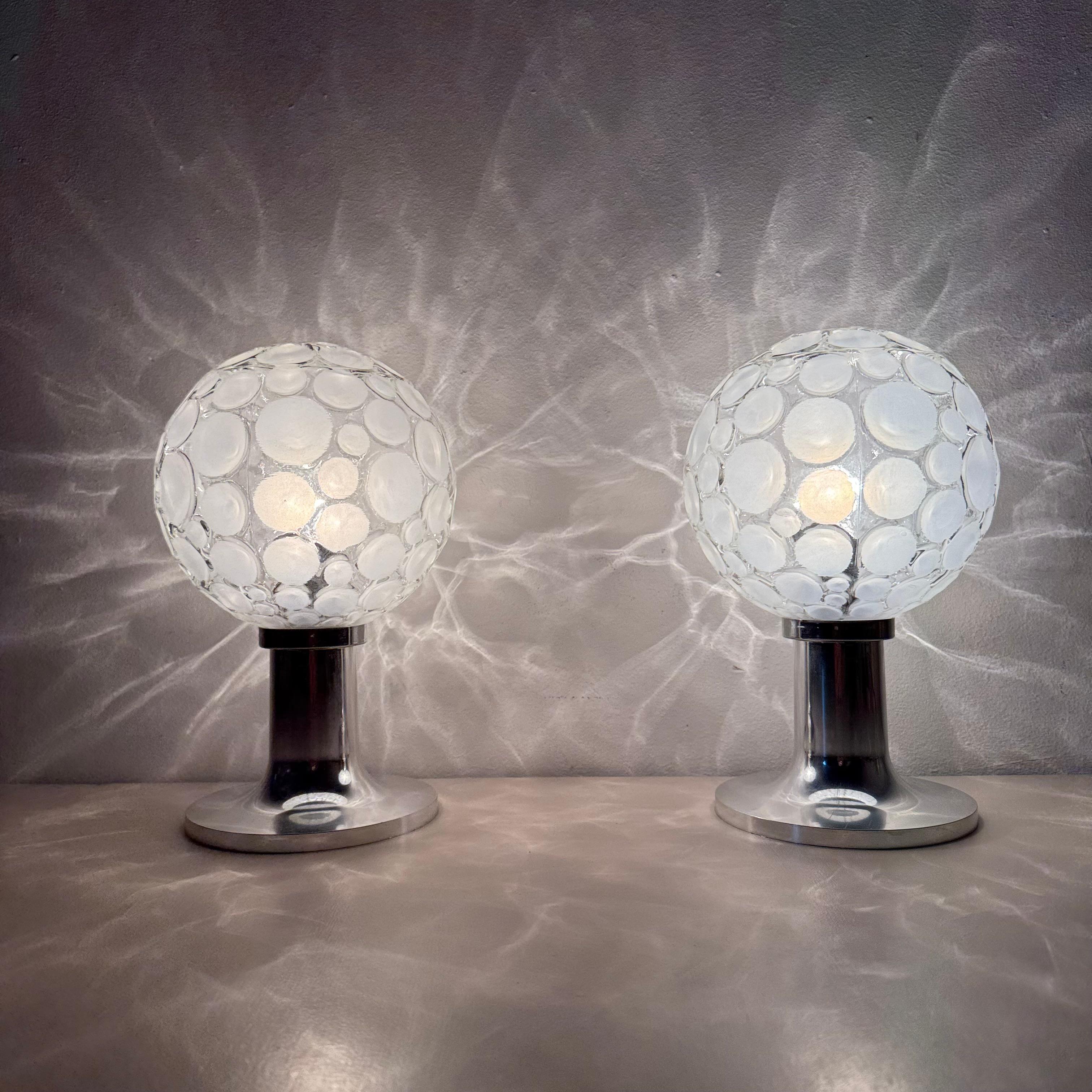 Hustadt leuchten glass table lamps , 1970s In Good Condition For Sale In Delft, NL