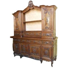 Hutch Bookcase Carved Provencale Style circa 1900, Louis XV