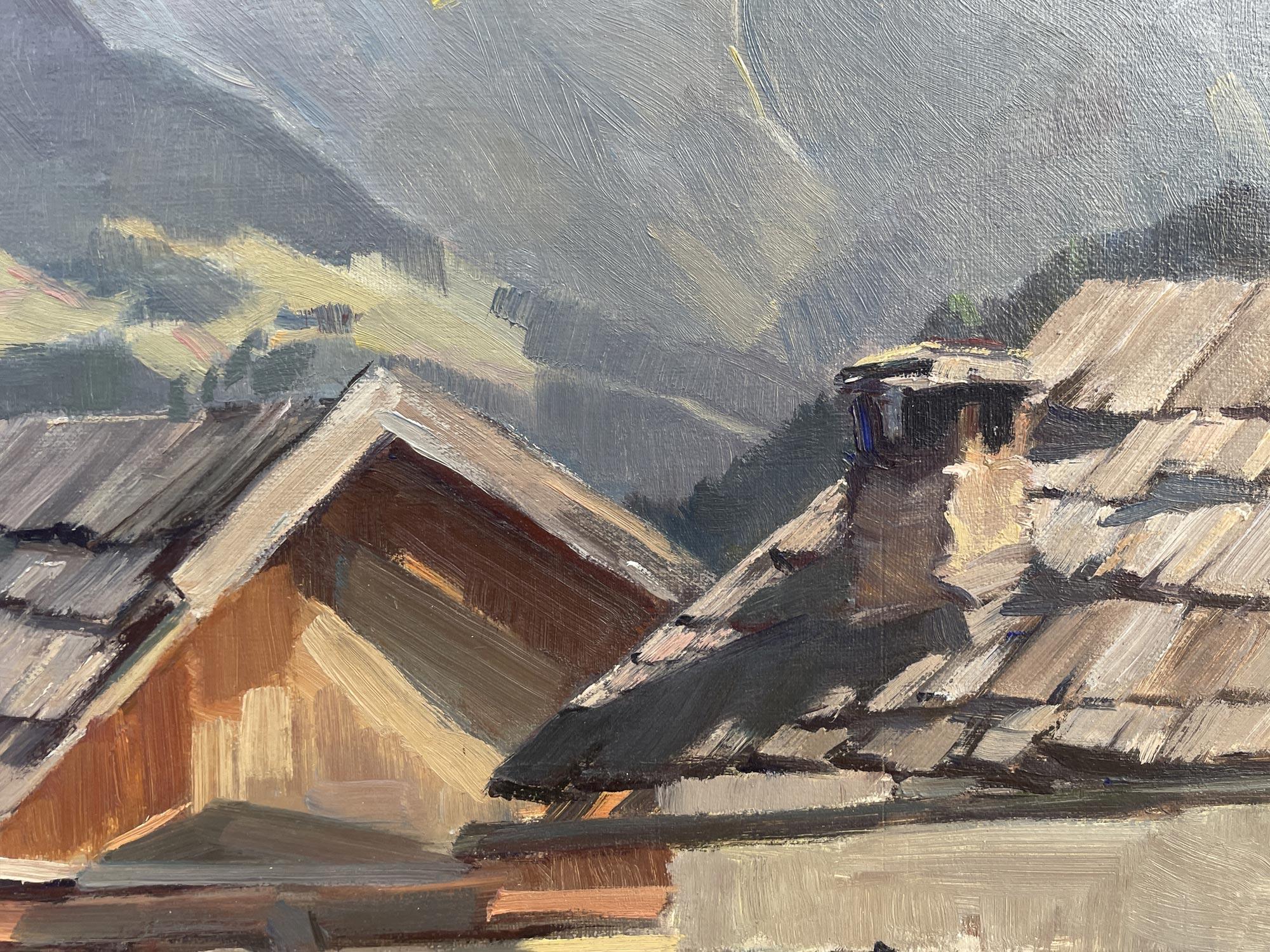 Rifugi a Landeck - Alpi europee - olio su tela in vendita 1
