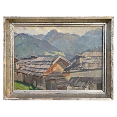 Refuges à Landeck - Alpes européennes - huile sur toile
