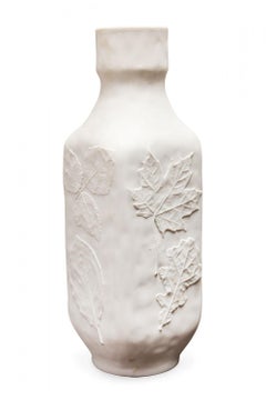 Hutschenreuther German White Raised Realistic Leaf Design Porcelain Vase