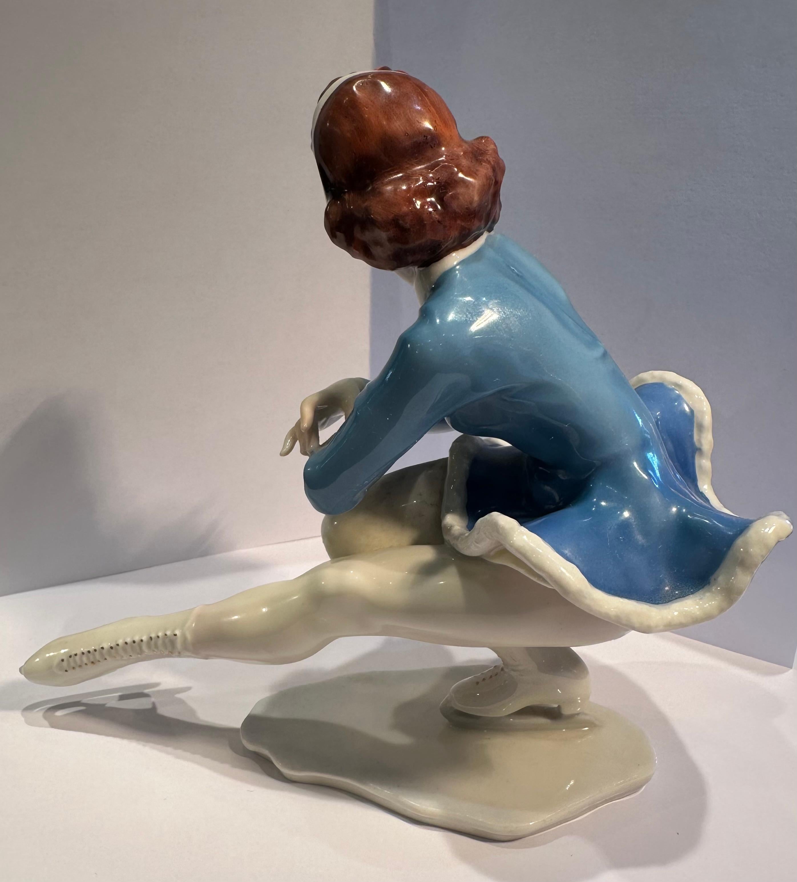 Hand-Crafted Hutschenreuther Germany Ice Skater Porcelain Figurine by Artist H. Achtziger