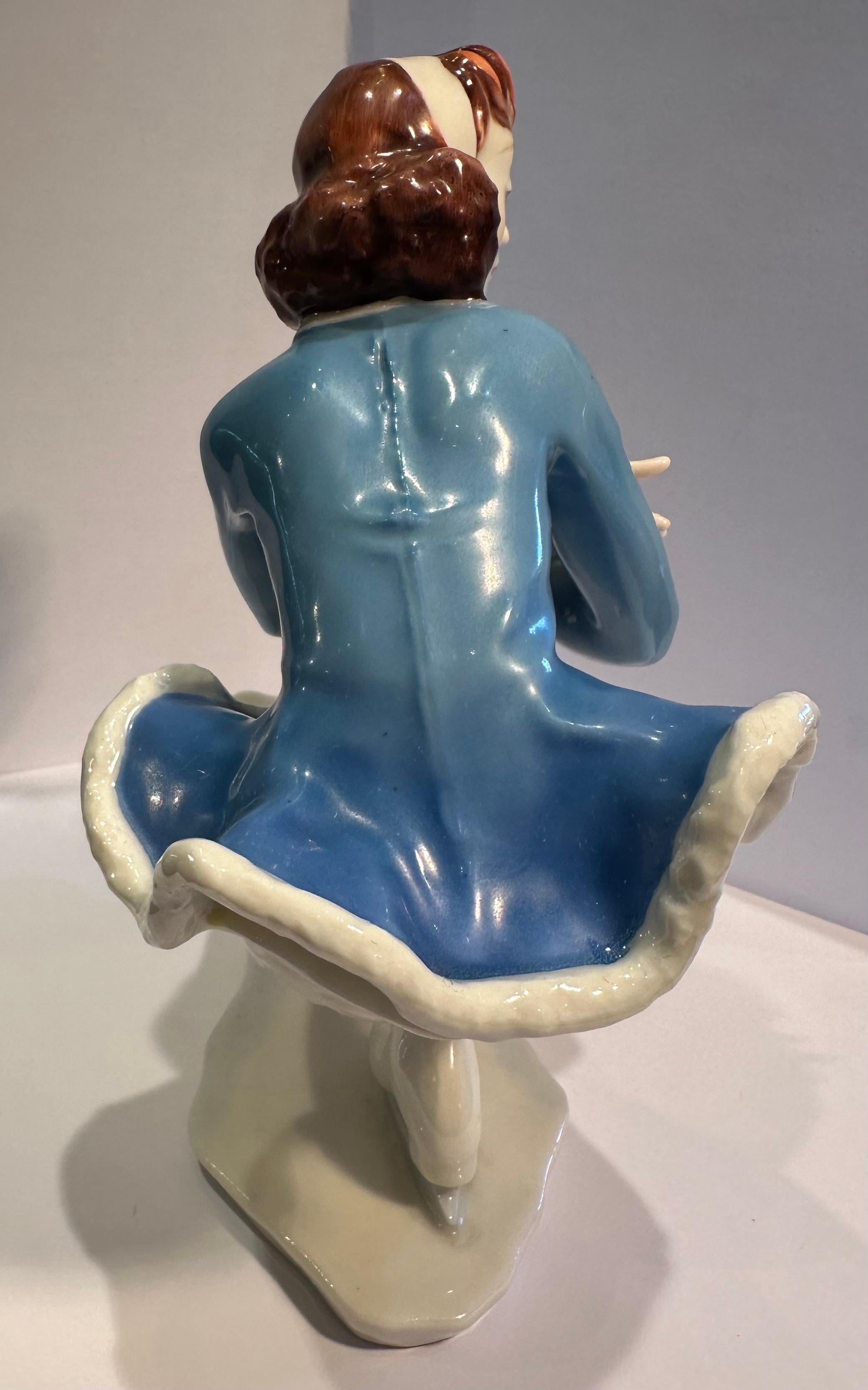 20th Century Hutschenreuther Germany Ice Skater Porcelain Figurine by Artist H. Achtziger