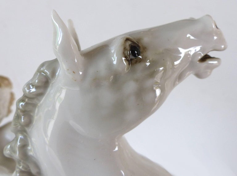 Hutschenreuther Germany Porcelain Rearing Horse and Rider at 1stDibs