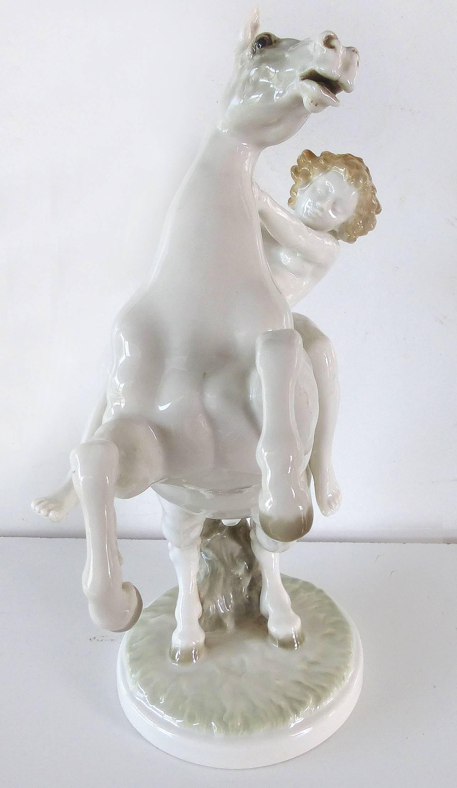 Hutschenreuther Germany Porcelain Rearing Horse and Rider 2