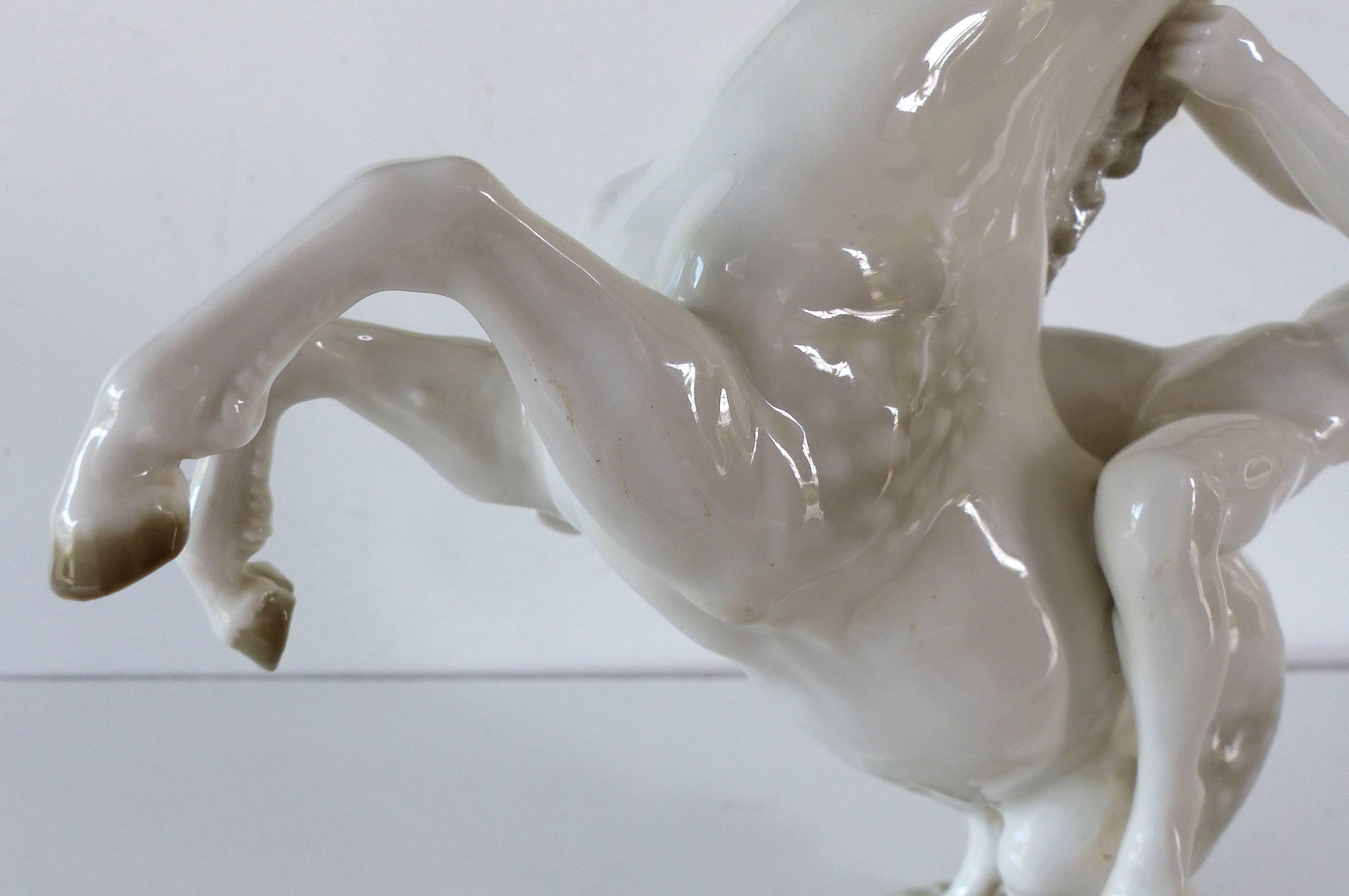 Hutschenreuther Germany Porcelain Rearing Horse and Rider 4