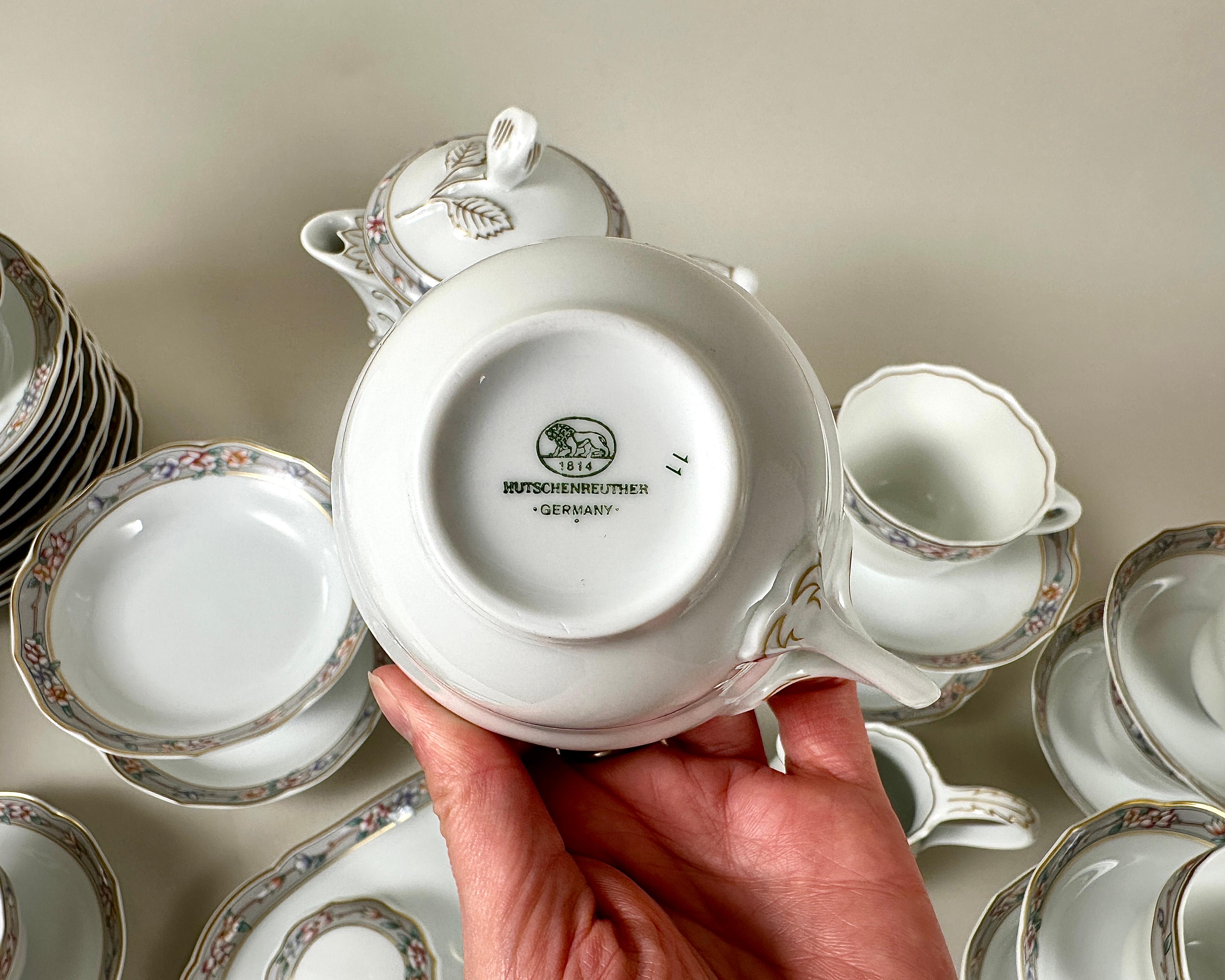 Set da tè in porcellana Hutschenreuther - Artigianato tedesco d'epoca in vendita 1
