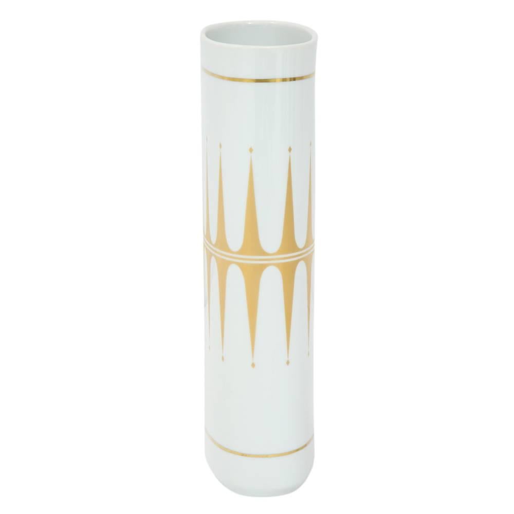 Mid-20th Century Hutschenreuther Vase, Porcelain, White, Gold, Signed For Sale