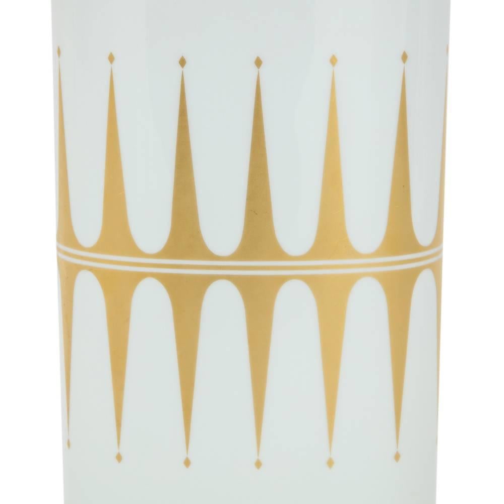 Hutschenreuther-Vase, Porzellan, Weiß, Gold, signiert im Angebot 1