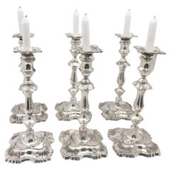 Hutton Set of 6 Sterling Silver Candlesticks in Georgian Style
