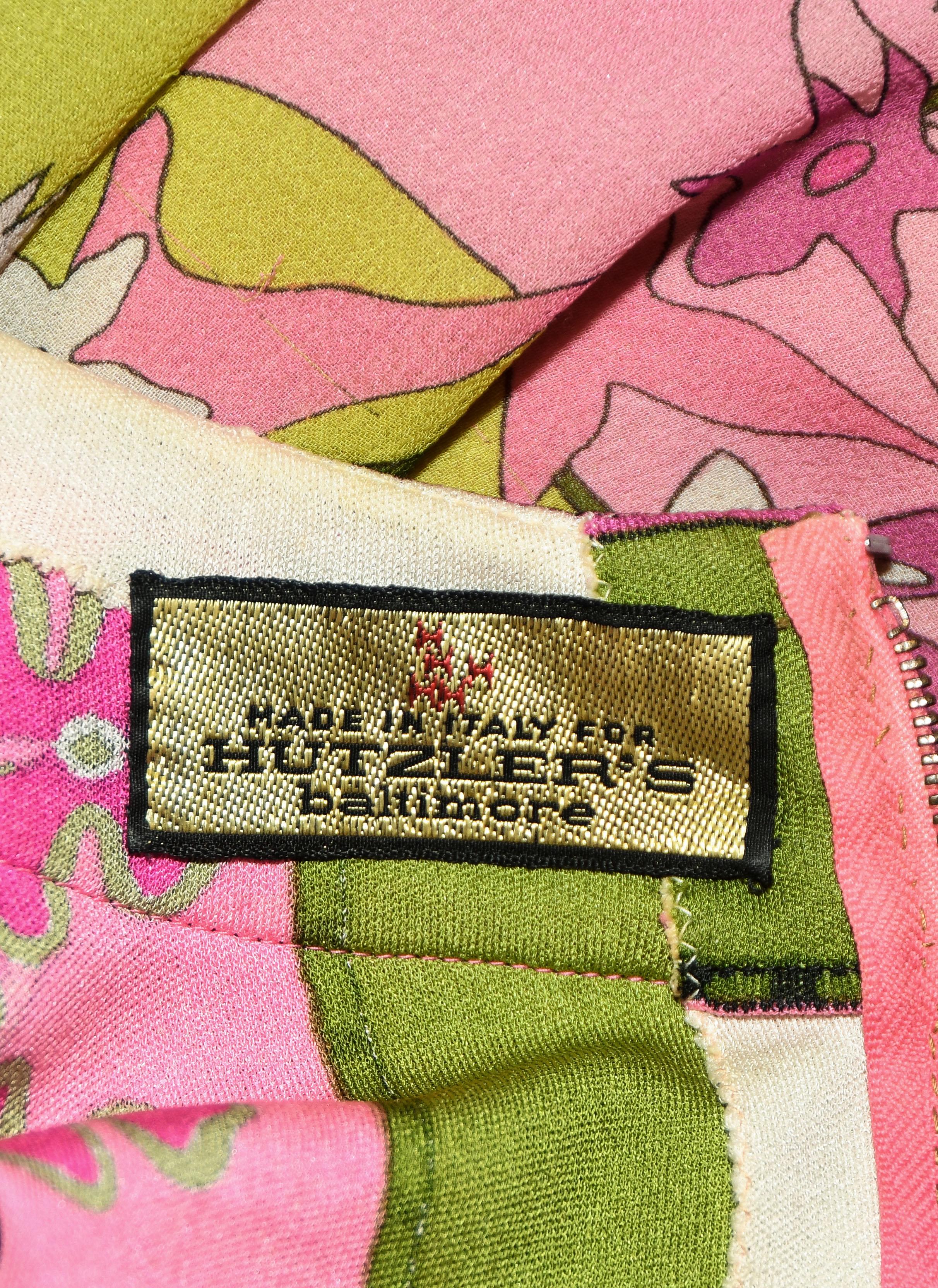 Women's Hutzlers Multi Color Silk Short Sleeve Vintage 1960's Dress  