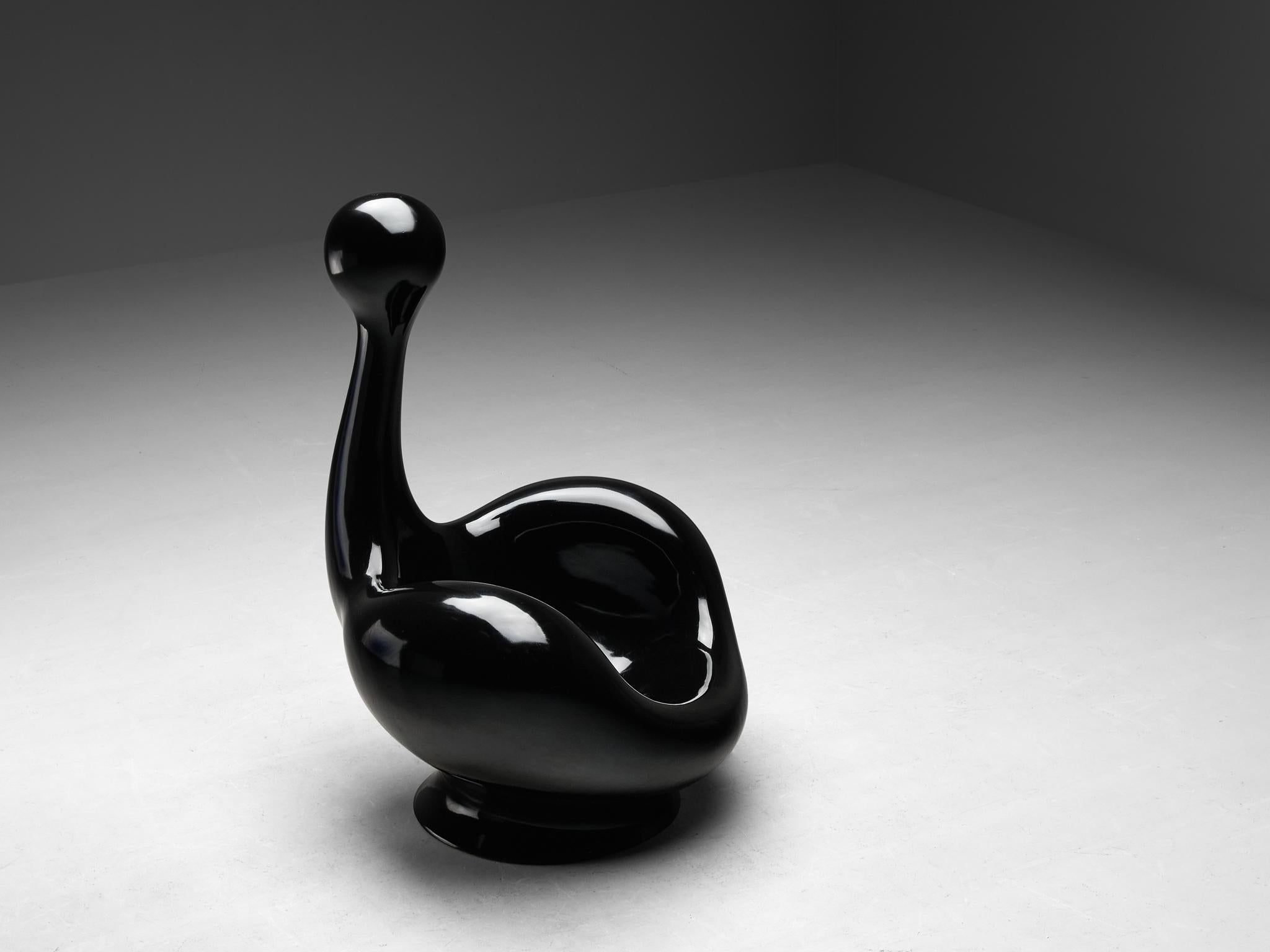 Dutch Huub & Adelheid Kortekaas 'Engelhart' Chair in Black Fiberglass For Sale