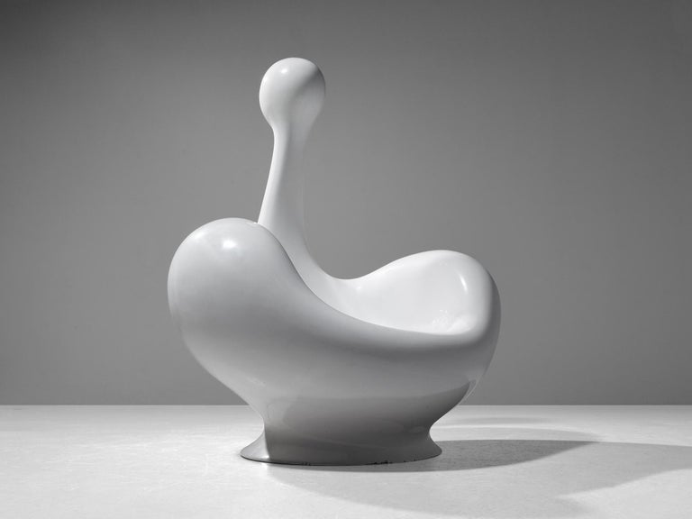 Huub and Adelheid Kortekaas 'Engelhart' Chair in White Fiberglass For Sale at 1stDibs