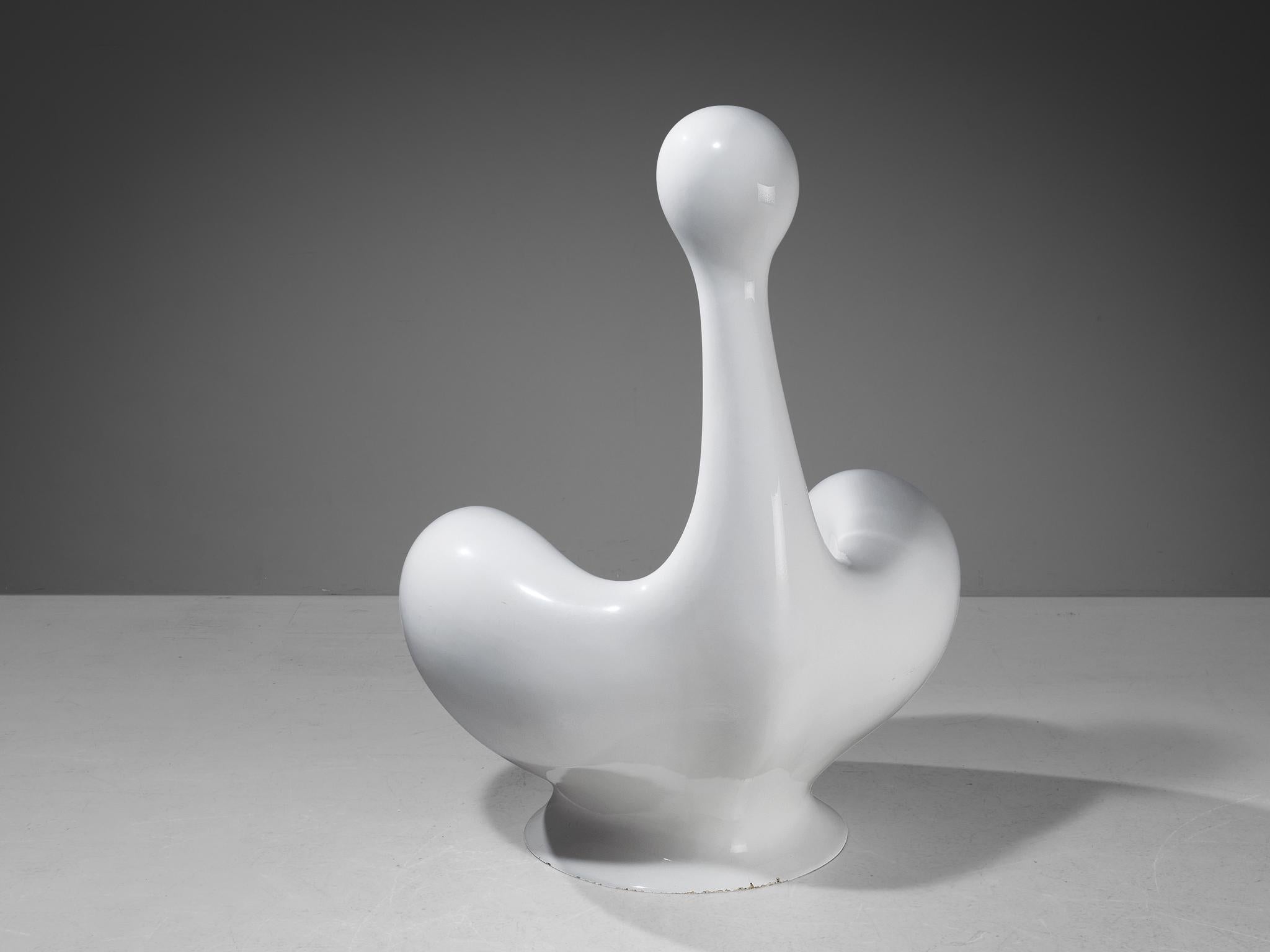Huub & Adelheid Kortekaas: Stuhl „Engelhart“ aus weißem Glasfaser (Postmoderne) im Angebot