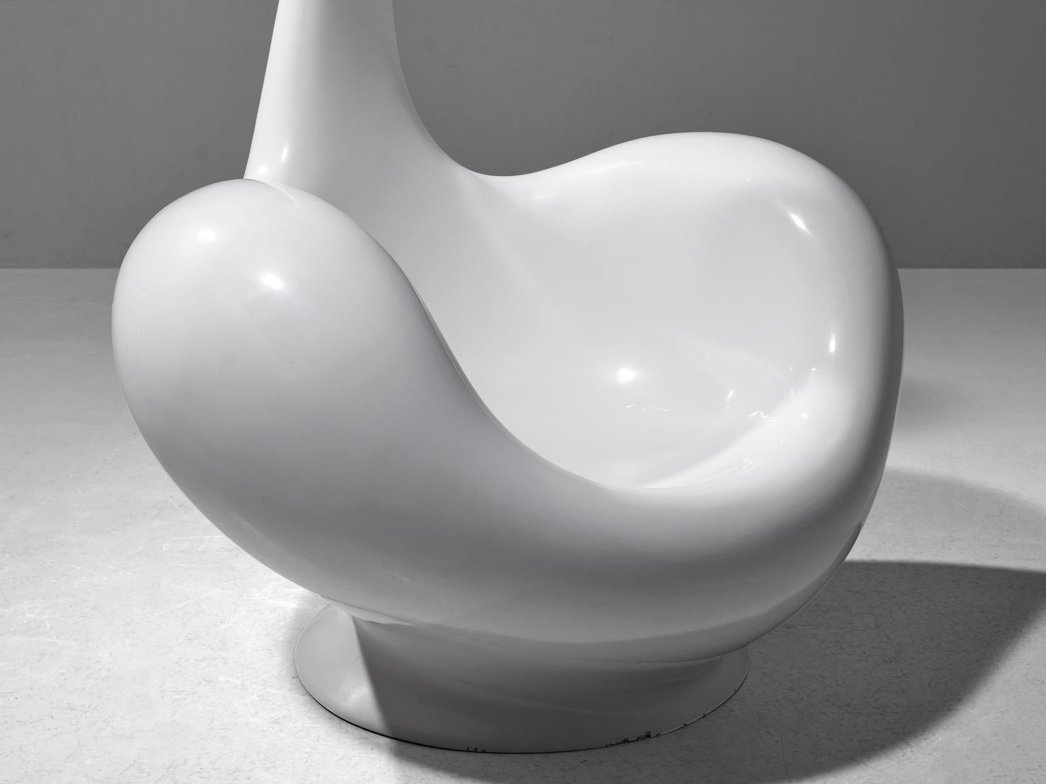 Post-Modern Huub & Adelheid Kortekaas 'Engelhart' Chair in White Fiberglass For Sale
