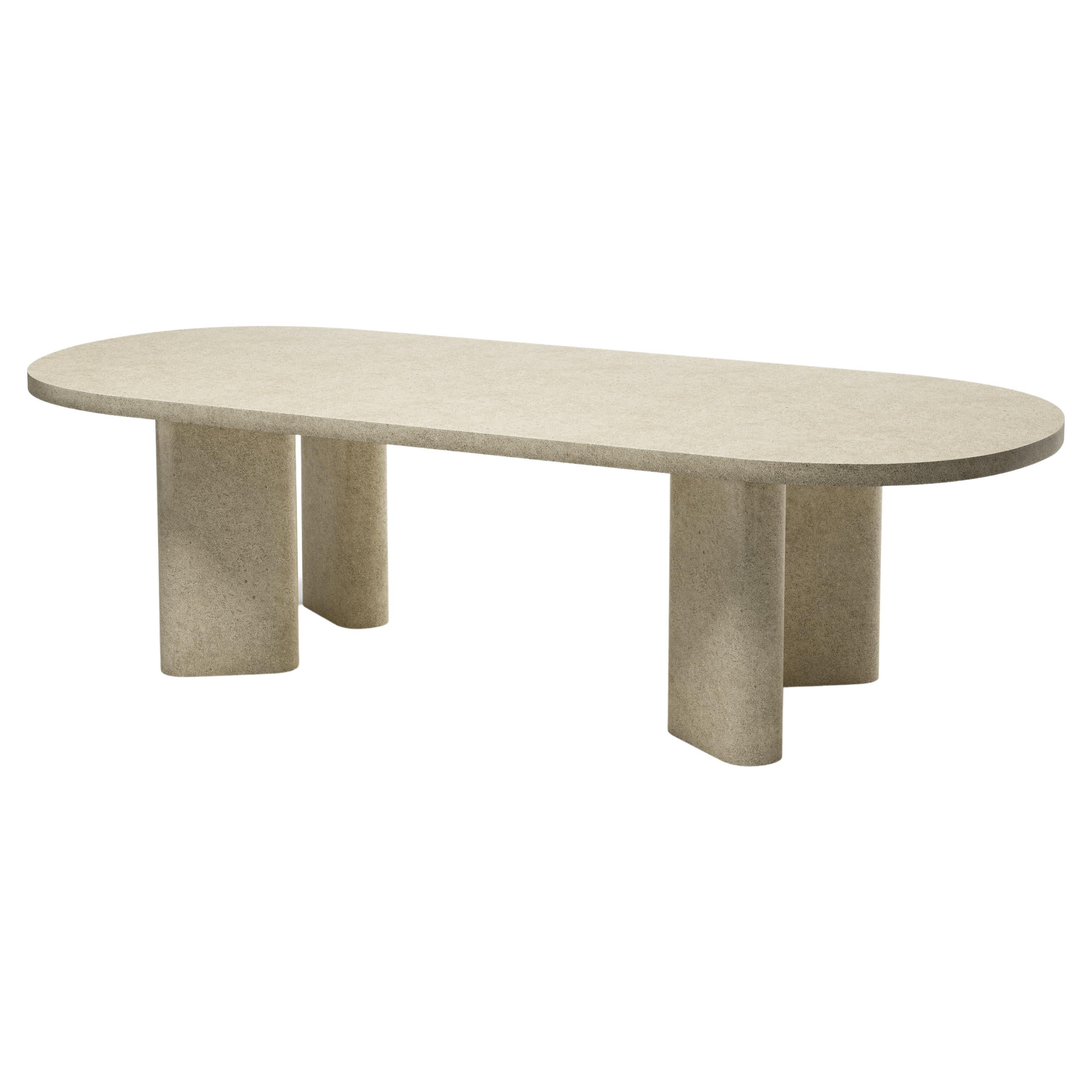 Huxley Concrete Travertine Dining Table for 8 by Snoc For Sale