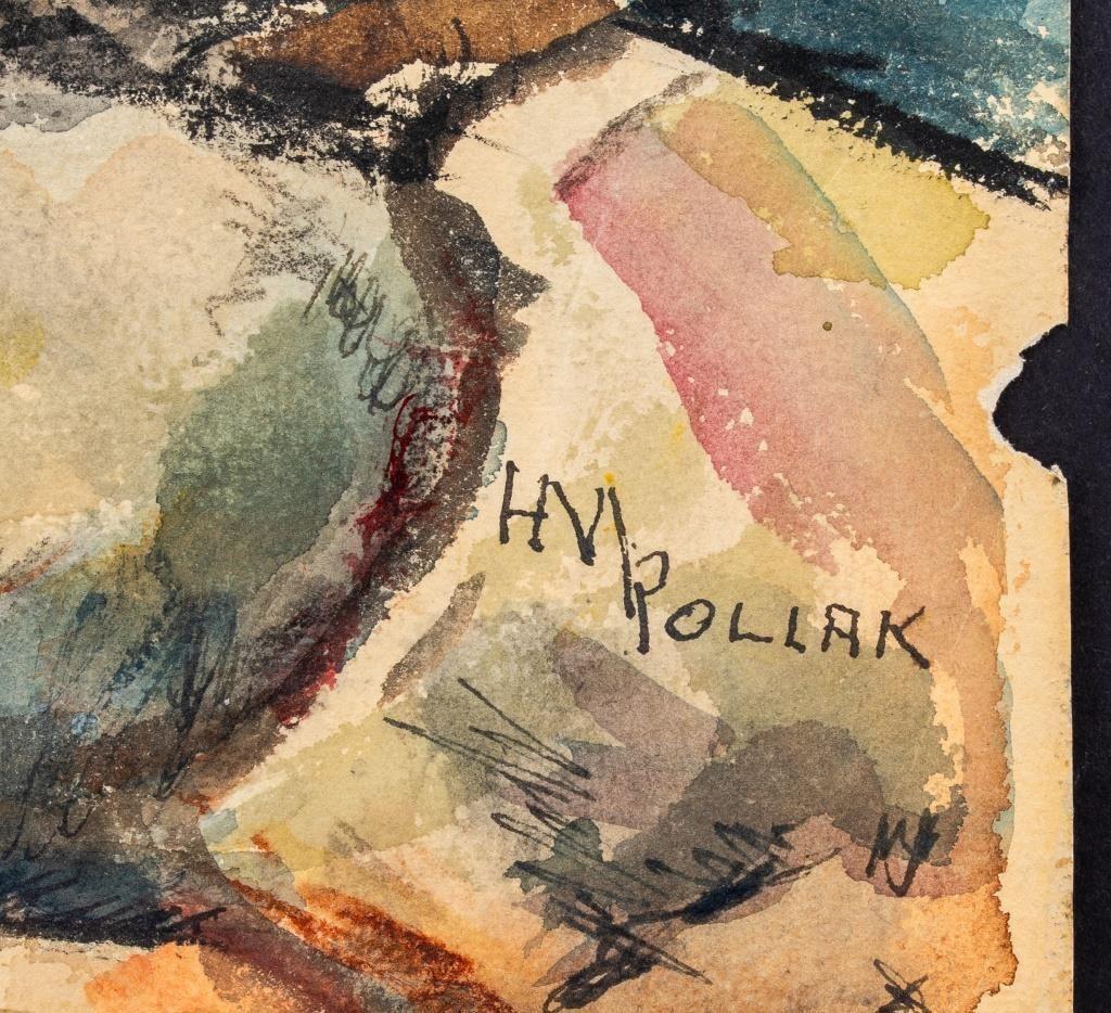 HV Pollak Figural Landscape Watercolor on Paper For Sale 3