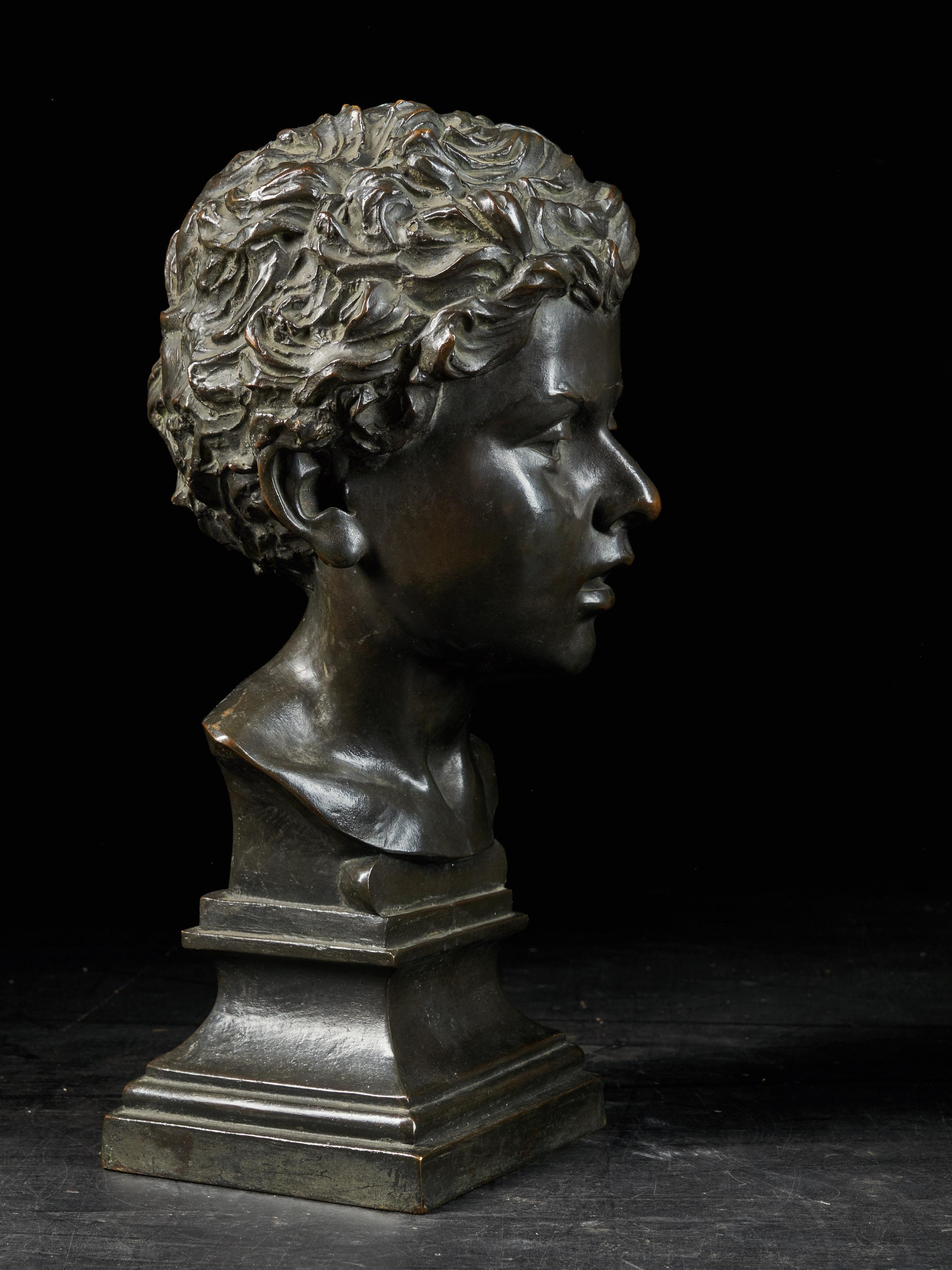 Belgian H.Van Hoeter, Bronze Buste of a Young Man, Signed