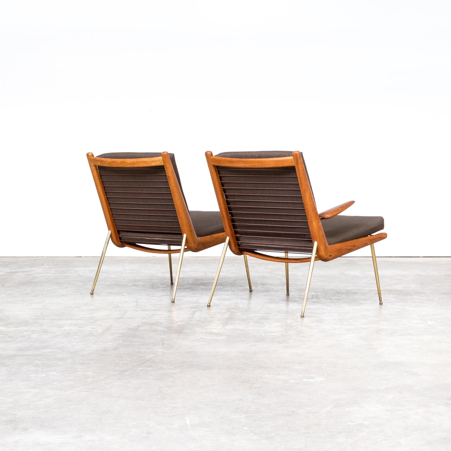 Brass Hvidt and Mølgaard-Nielsen ‘Boomerang’ Chair FD 135 for France & Son, Set of Two For Sale