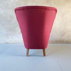 Hvidt and Mølgaard Sculptural High-Back Bordeaux Wingback chair, Denmark 1950s