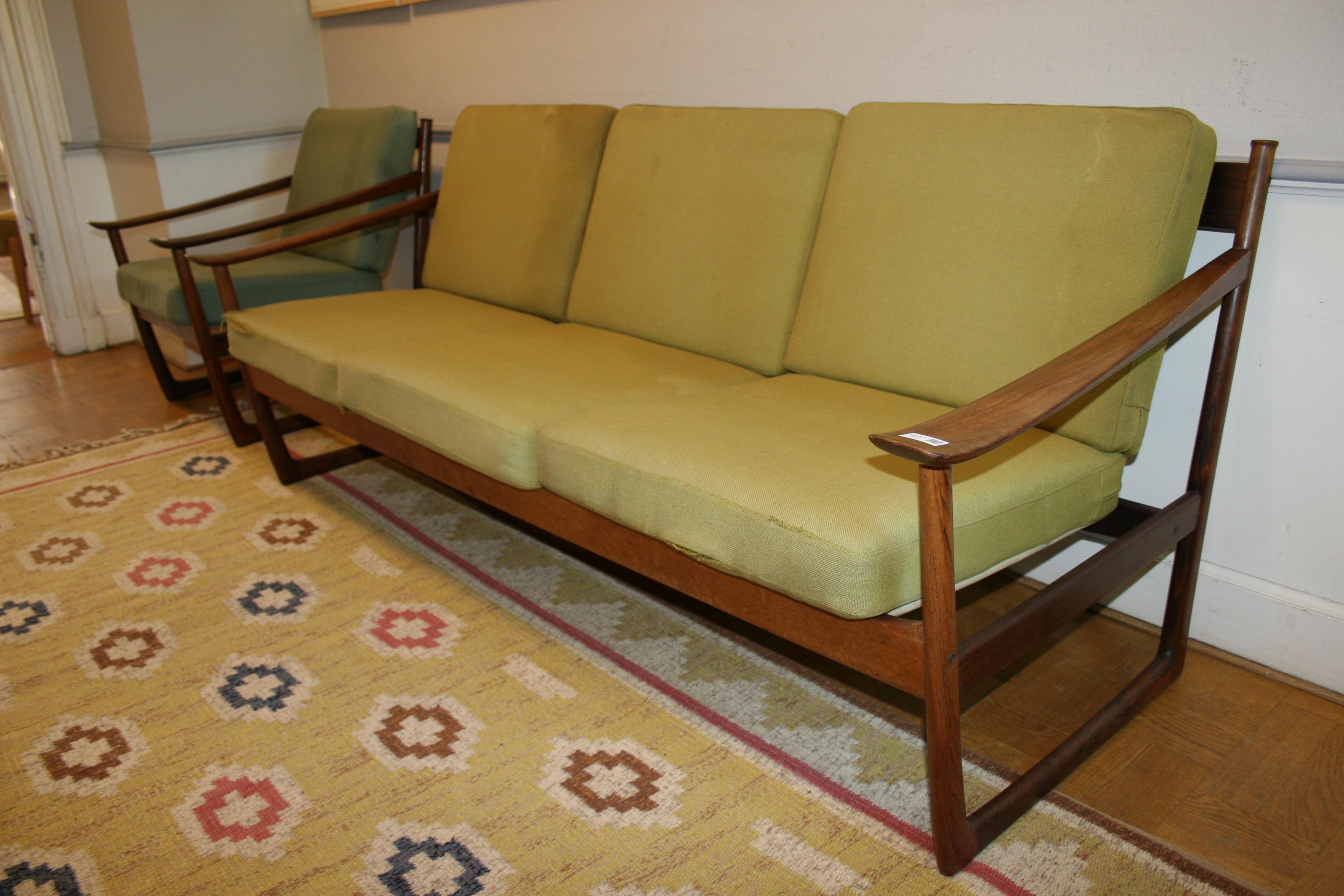 Hvidt and Molgaard Sofa and Armchair In Fair Condition For Sale In London, GB
