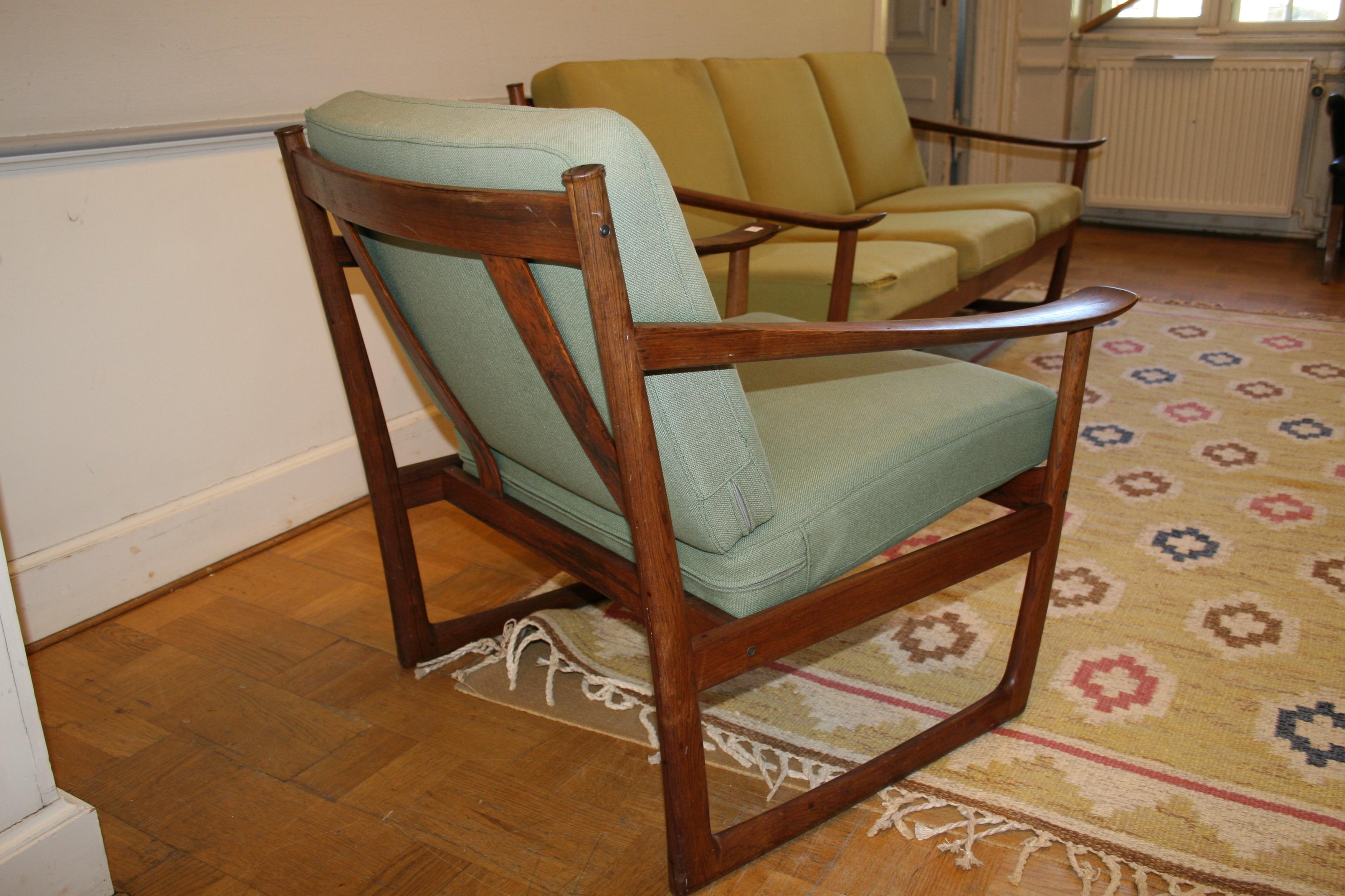 Mid-20th Century Hvidt and Molgaard Sofa and Armchair For Sale