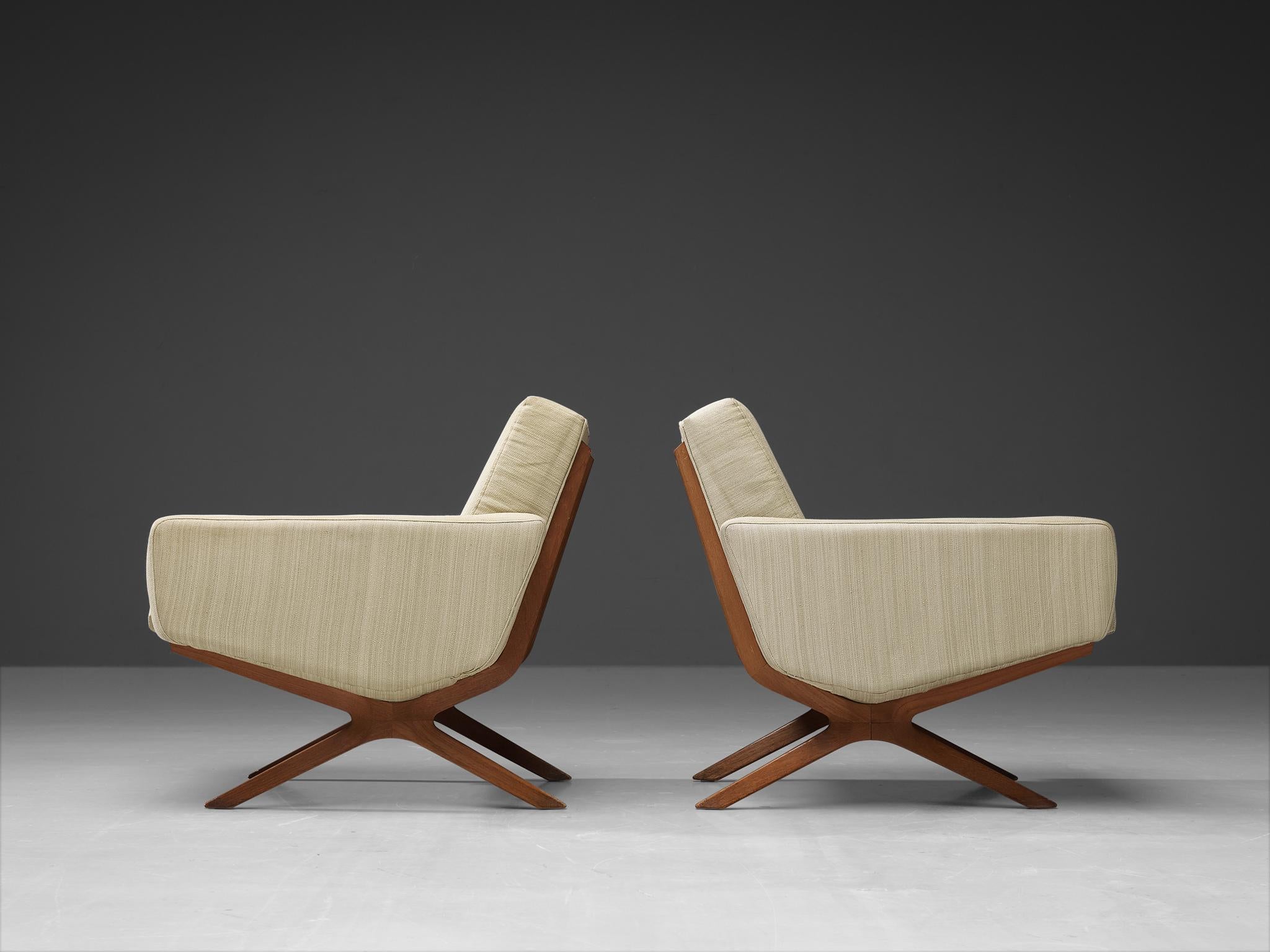 Danish Hvidt & Mølgaard for France & Søn Pair of 'Silverline' Lounge Chairs in Teak 