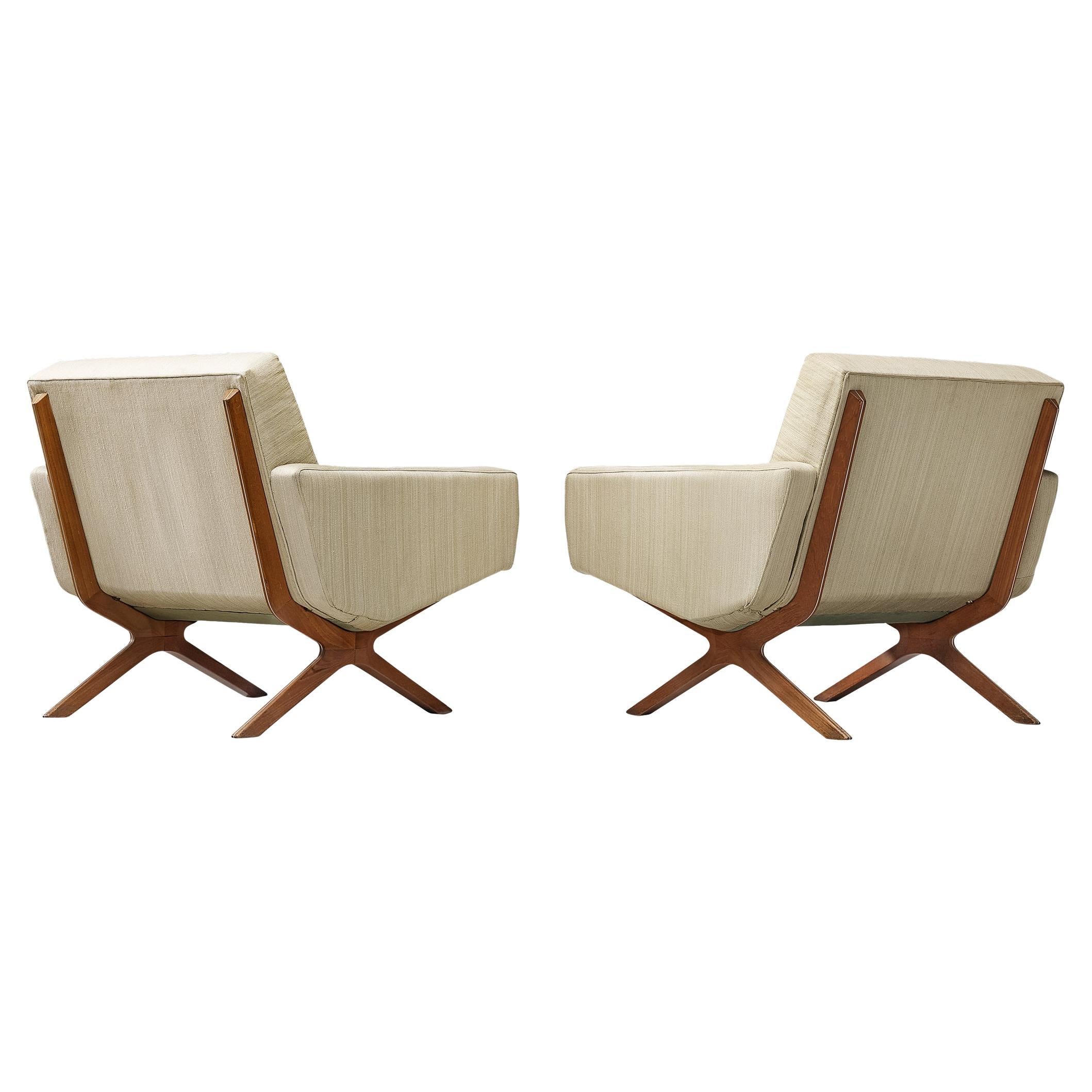 Hvidt & M�ølgaard for France & Søn Pair of 'Silverline' Lounge Chairs in Teak 