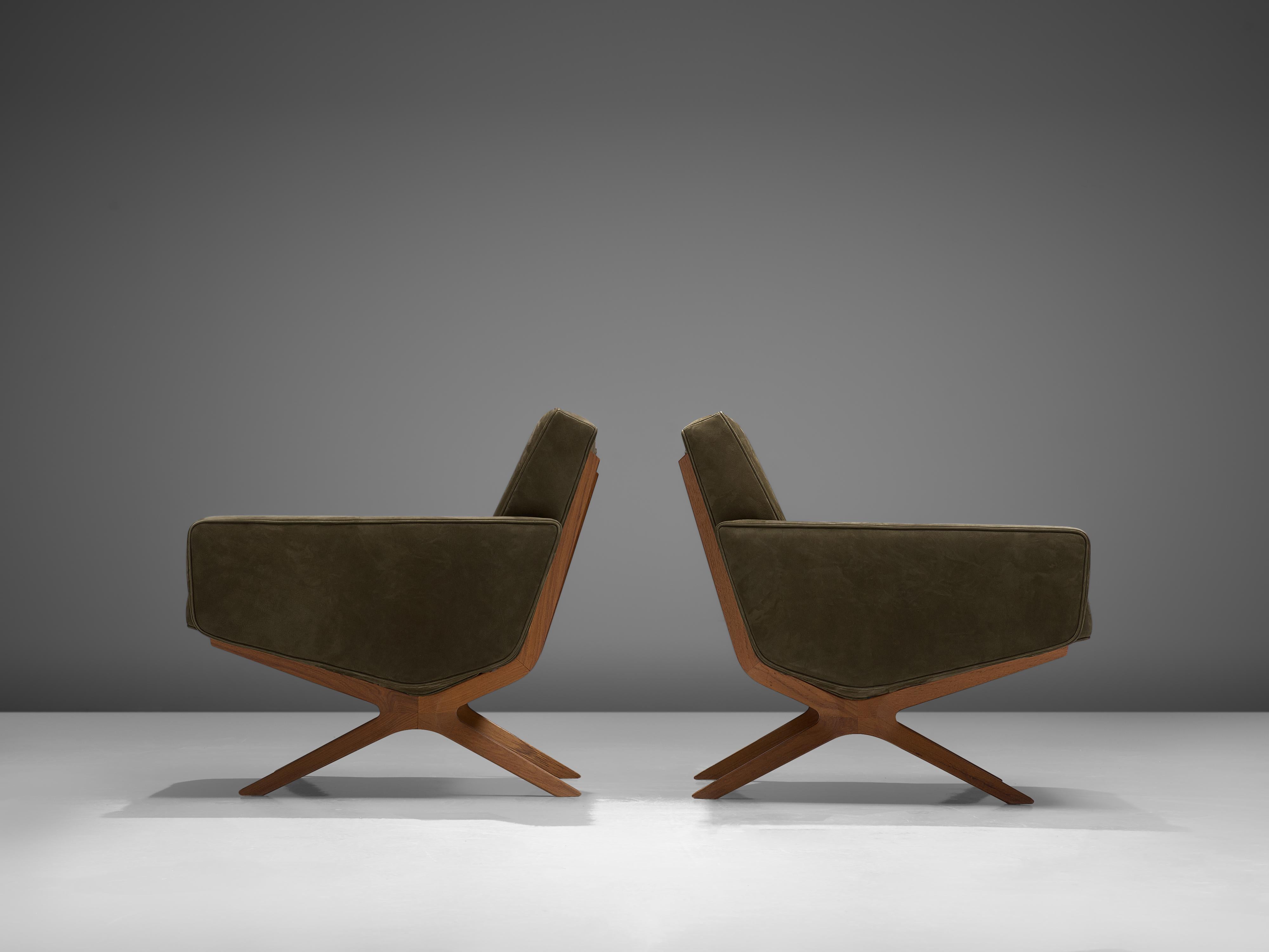 Hvidt & Mølgaard for France & Søn Pair of 'Silverline' Lounge Chairs in Teak In Good Condition In Waalwijk, NL