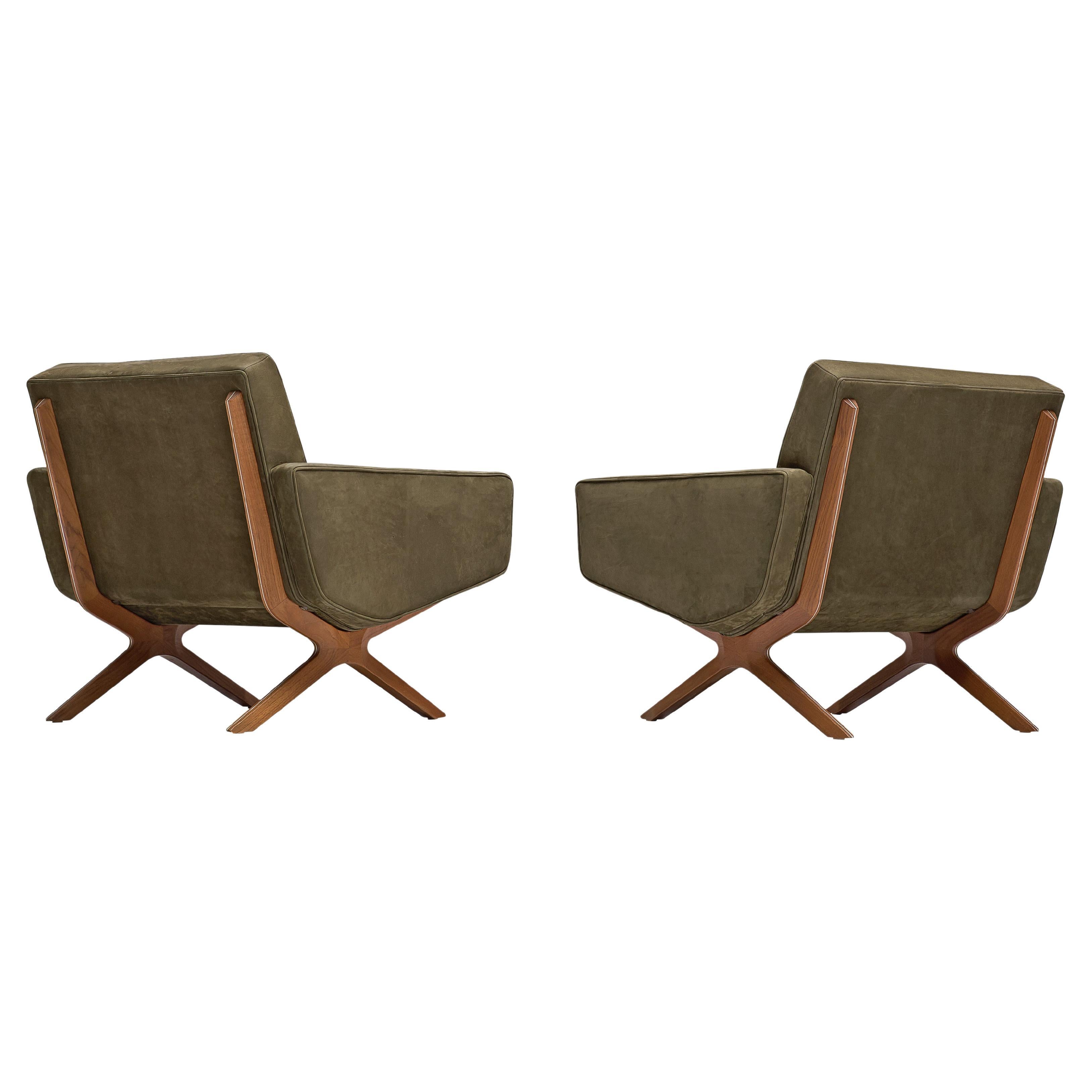 Hvidt & Mølgaard for France & Søn Pair of 'Silverline' Lounge Chairs in Teak