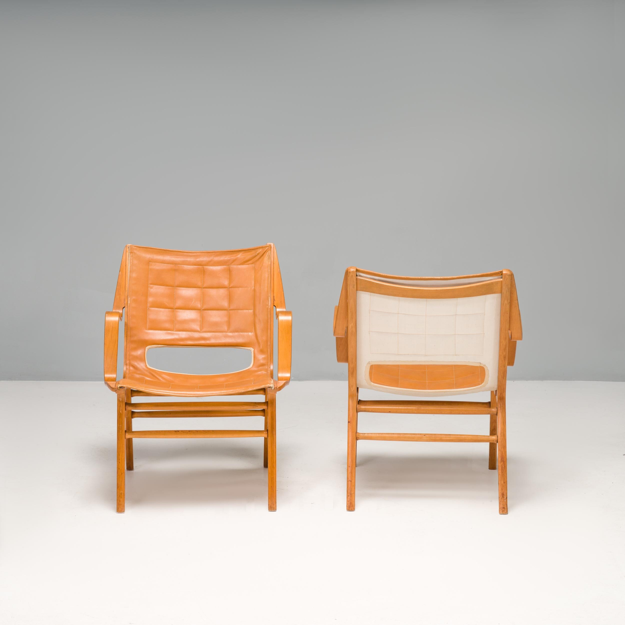 Mid-Century Modern Hvidt & Molgaard-Nielsen for Fritz Hansen AX 6060 Chairs, Set of 2, 1950s For Sale