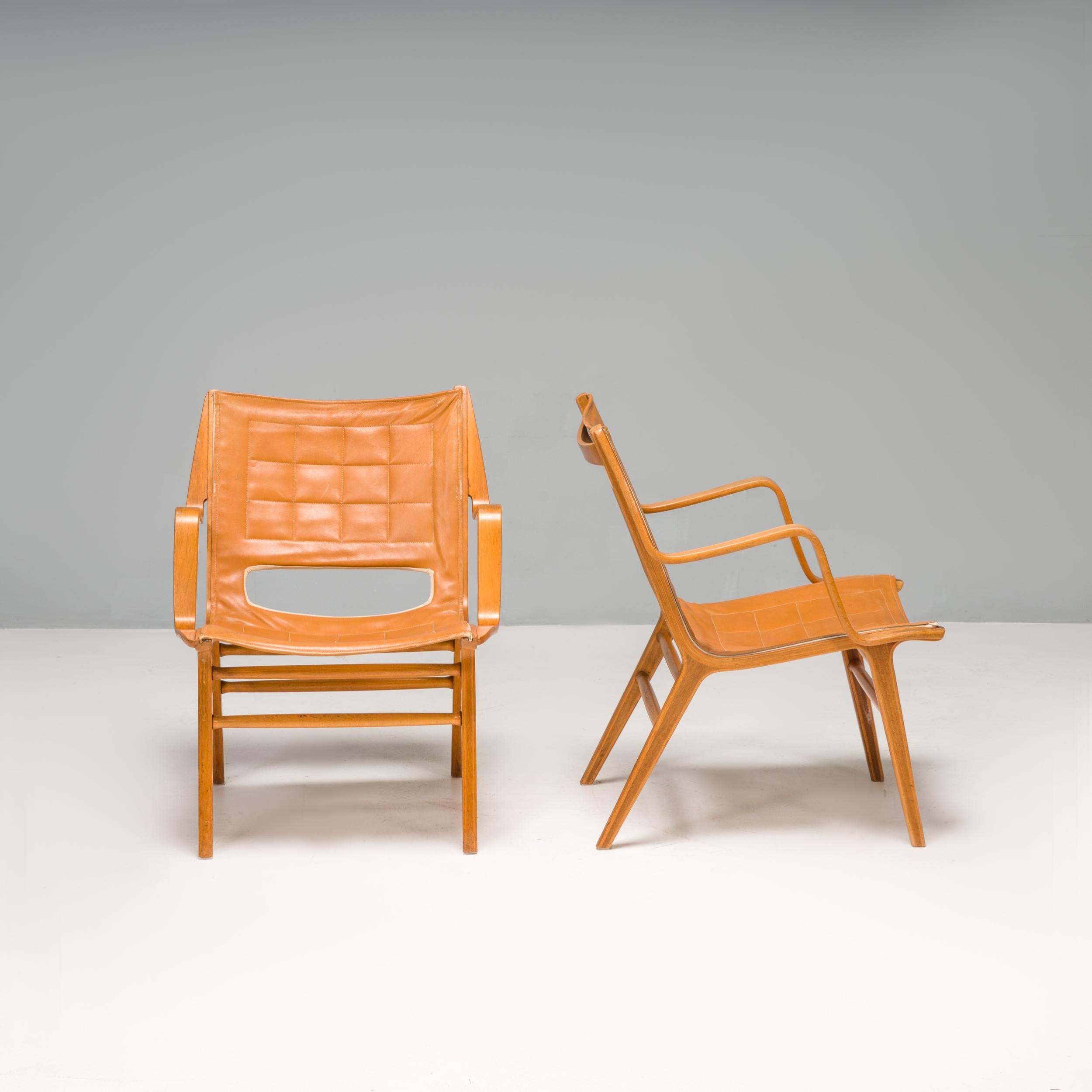 Danish Hvidt & Molgaard-Nielsen for Fritz Hansen AX 6060 Chairs, Set of 2, 1950s For Sale