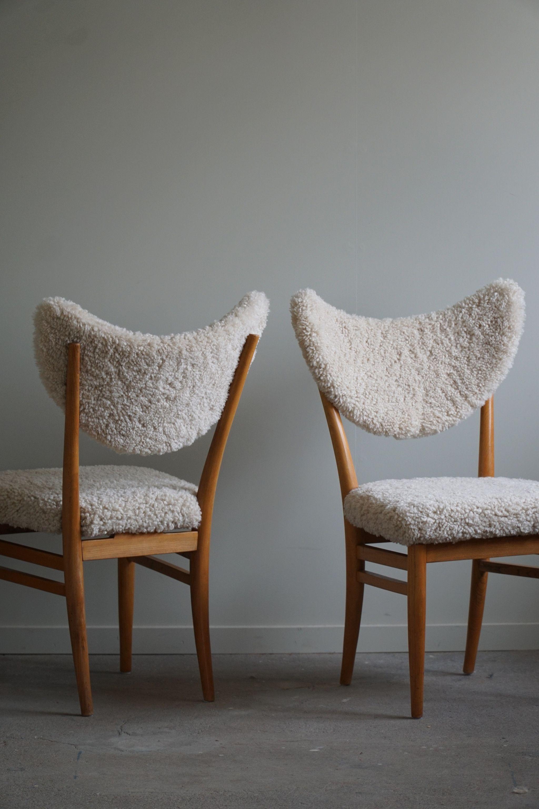 Hvidt & Mølgaard, Set of 4 Chairs in Ash, Reupholstered in Lambswool, 1950s For Sale 13