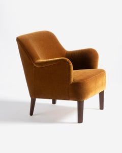 Hvidt & Molgaard 1940s Mohair Velvet Armchair for Fritz Hansen