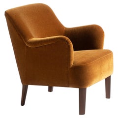Hvidt & Molgaard 1940s Mohair Velvet Armchair for Fritz Hansen