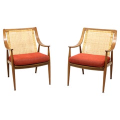 Hvidt & Molgaard Nielsen for John Stuart 147 Teak & Rattan Lounge Chairs, Pair