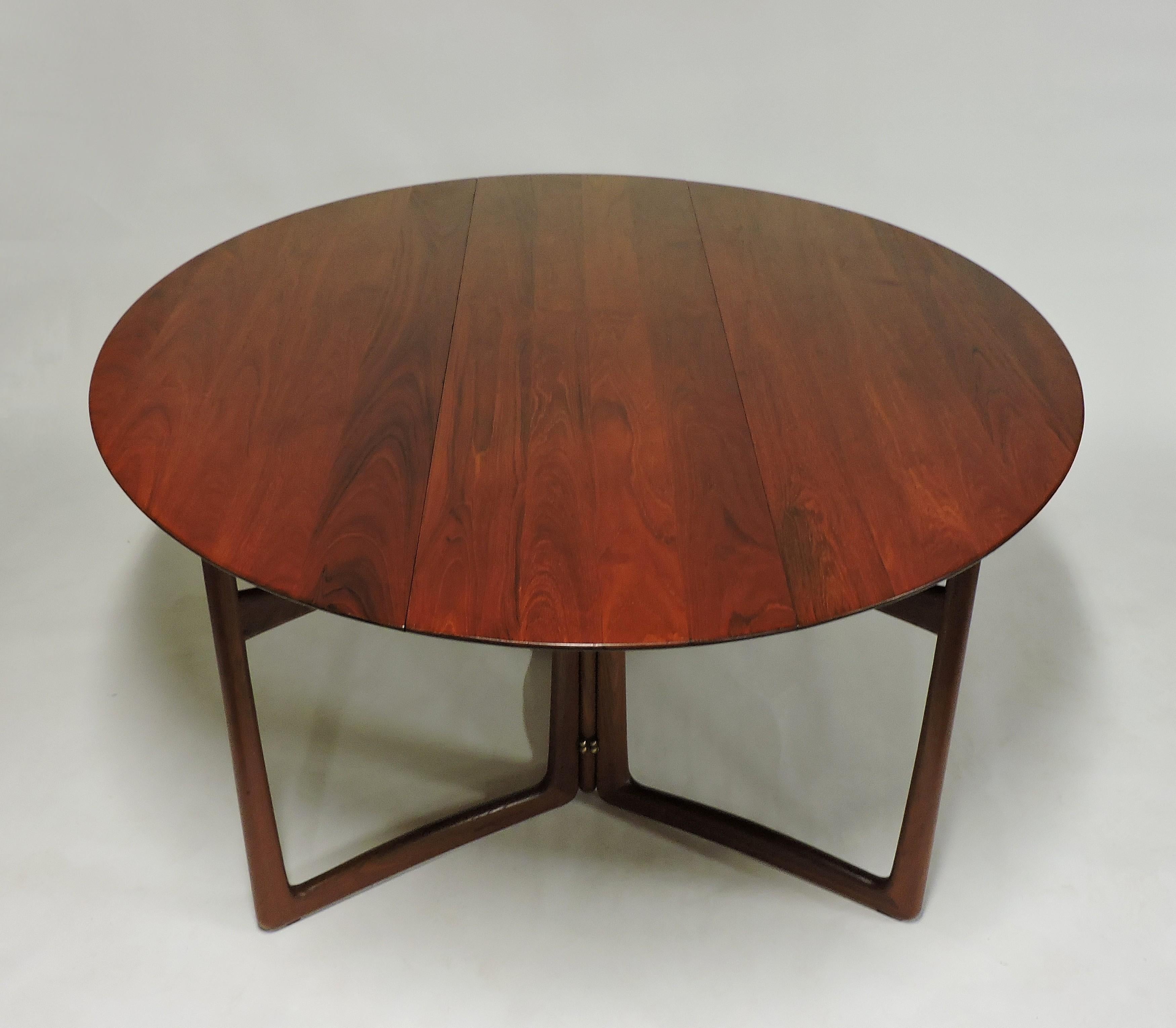 Hvidt Nielsen Danish Modern Solid Teak Drop-Leaf Dining Table Model 20/59 7