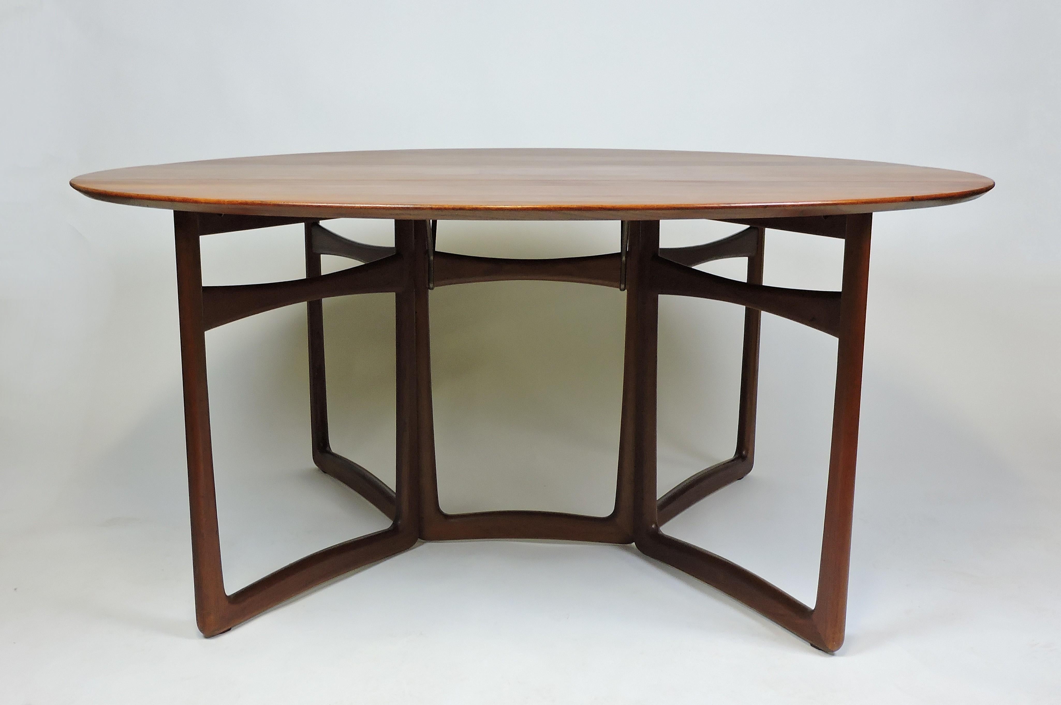 Hvidt Nielsen Danish Modern Solid Teak Drop-Leaf Dining Table Model 20/59 2