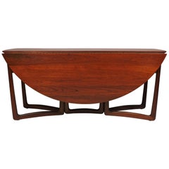 Hvidt Nielsen Danish Modern Massiv Teak Drop-Leaf Esstisch Modell 20/59