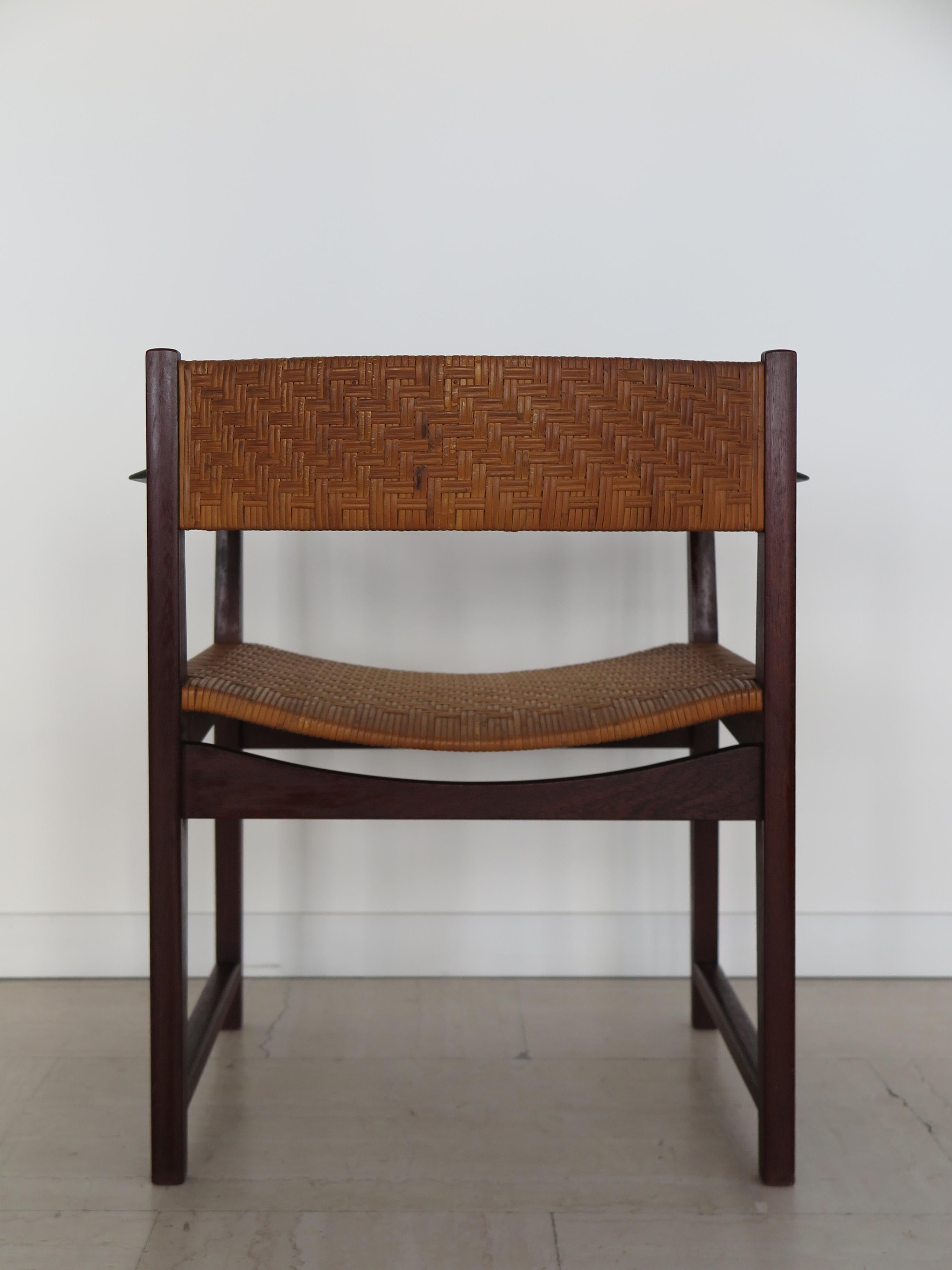 Scandinavian Modern Hvidt & Orla Mølgaard Scandinavian Midcentury Rattan Wood Chair Armchair 1960s For Sale