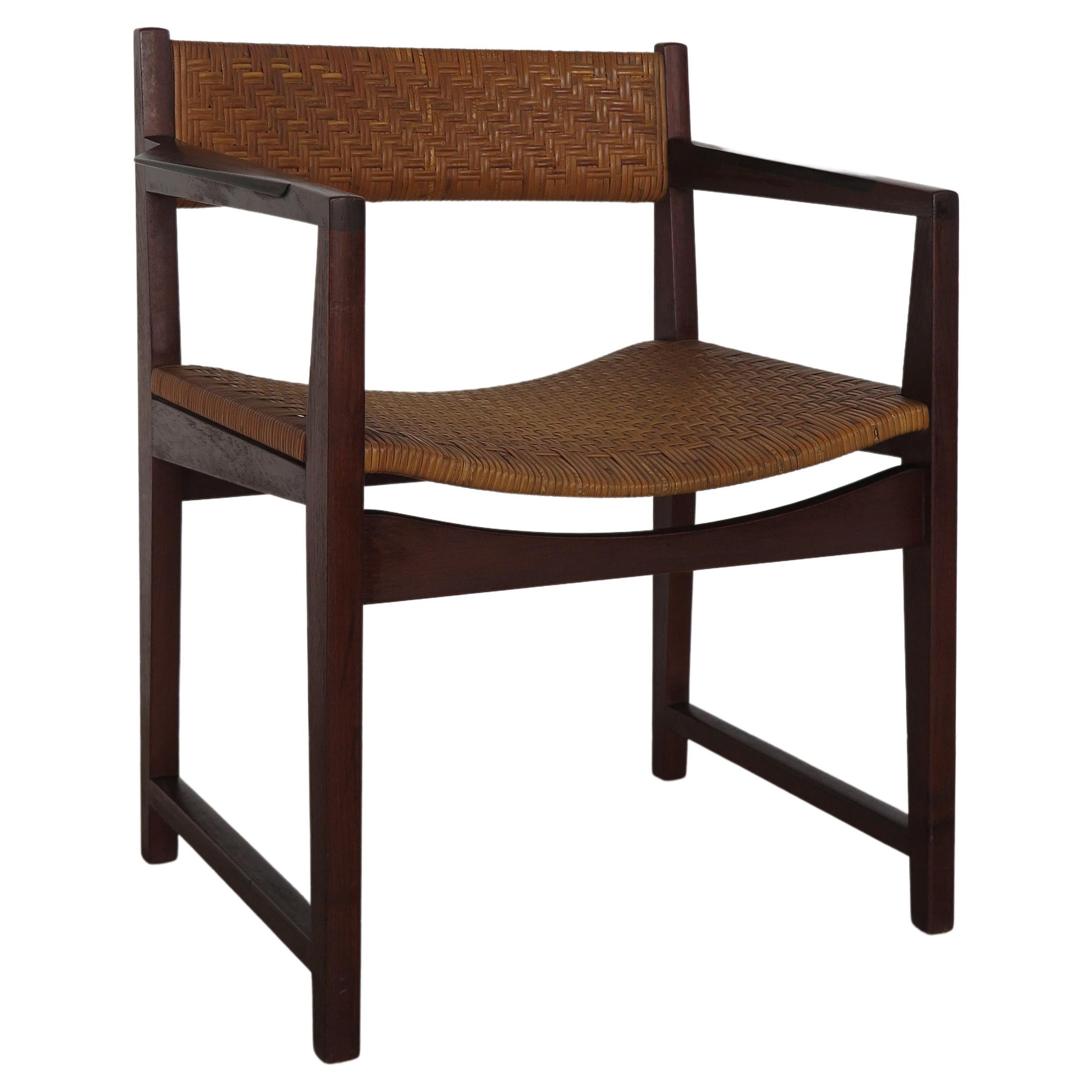 Hvidt & Orla Mølgaard Scandinavian Midcentury Rattan Wood Chair Armchair 1960s For Sale