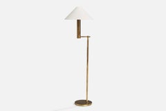 Høvik Verk, Floor Lamp, Brass, Fabric, Norway, 1960s