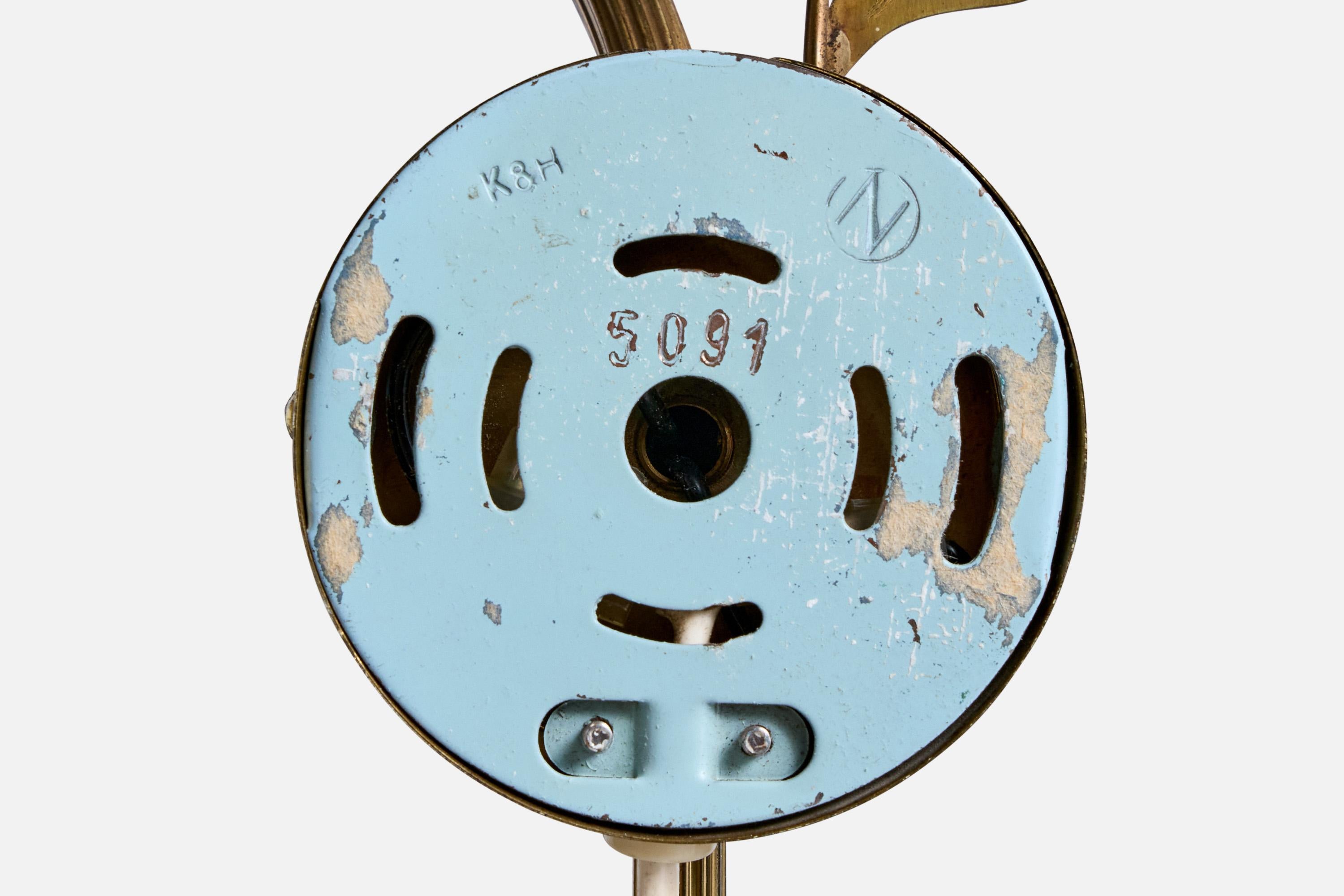 Høvik Verk, Wall Lights, Brass, Fabric, Norway, 1950s 4