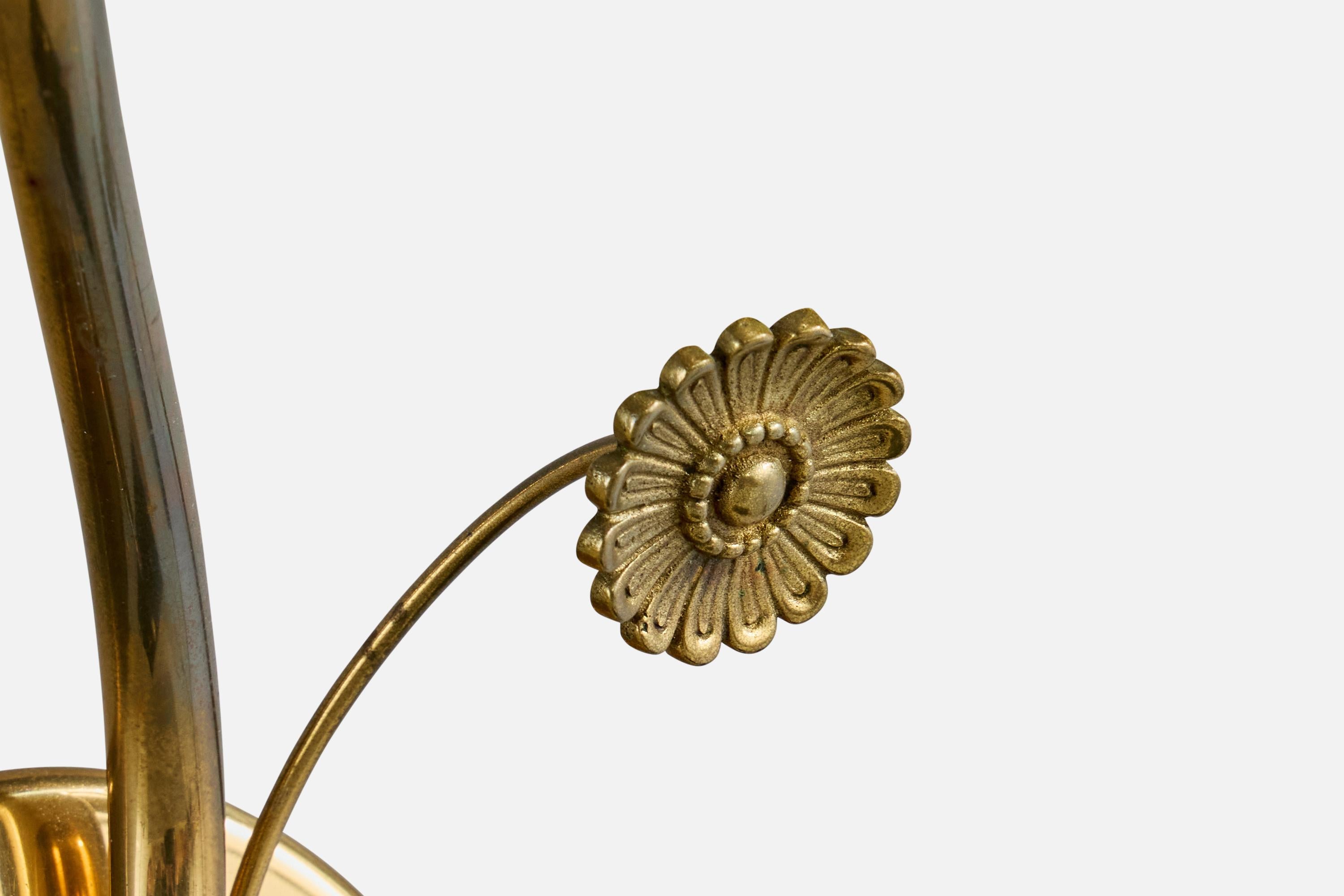 Høvik Verk, Wall Lights, Brass, Fabric, Norway, 1950s For Sale 1