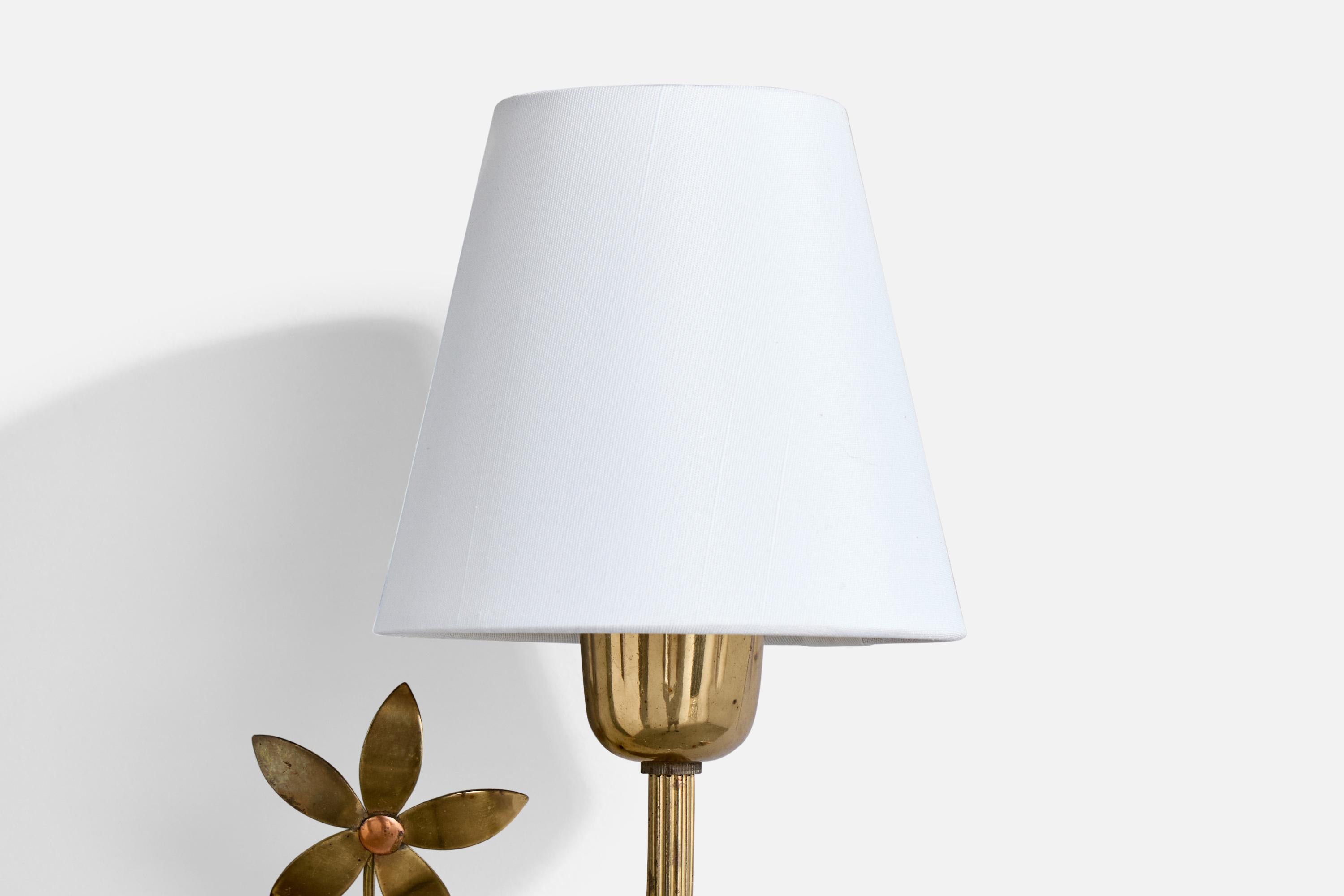 Høvik Verk, Wall Lights, Brass, Fabric, Norway, 1950s 2