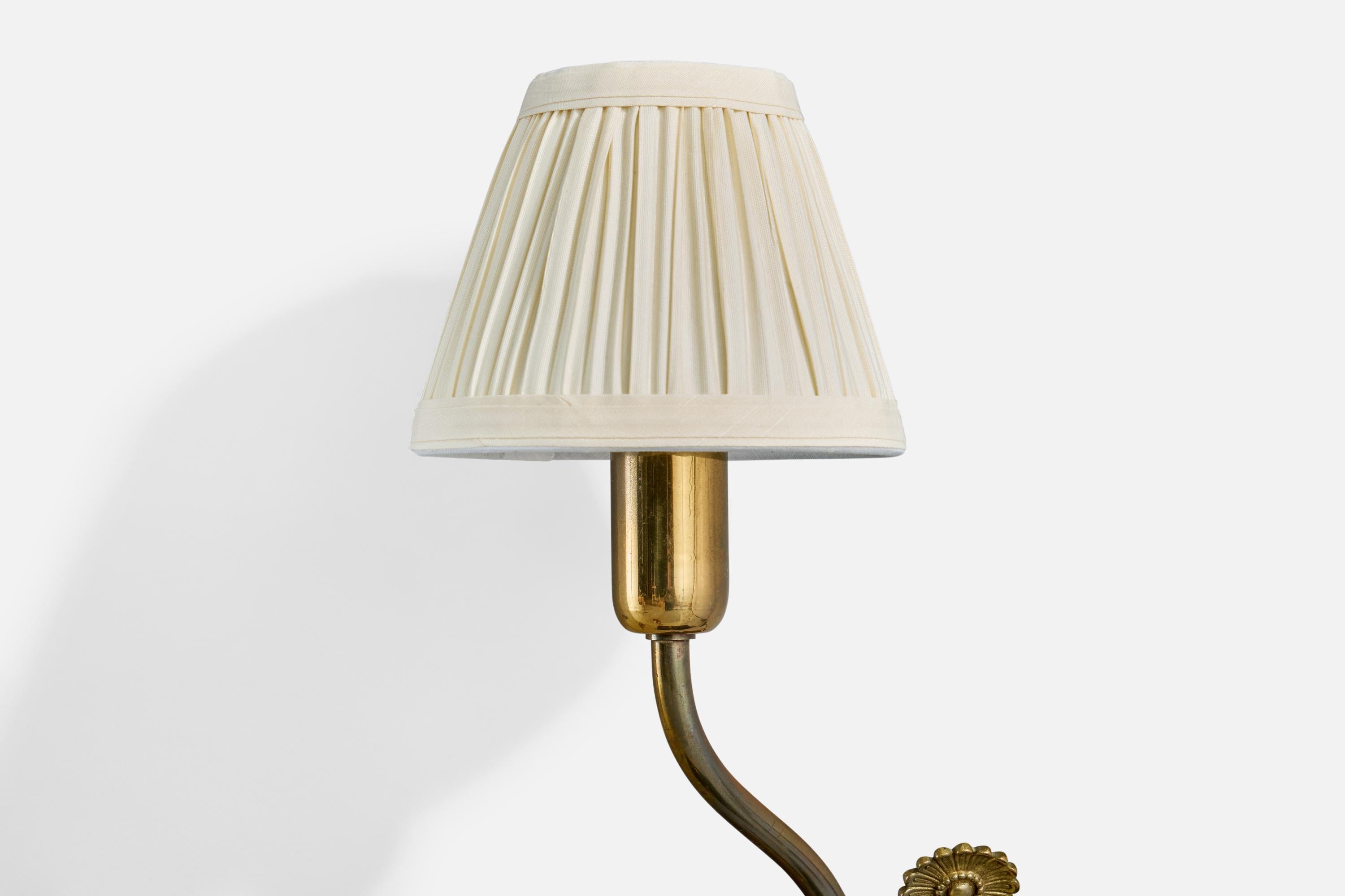 Høvik Verk, Wall Lights, Brass, Fabric, Norway, 1950s For Sale 2