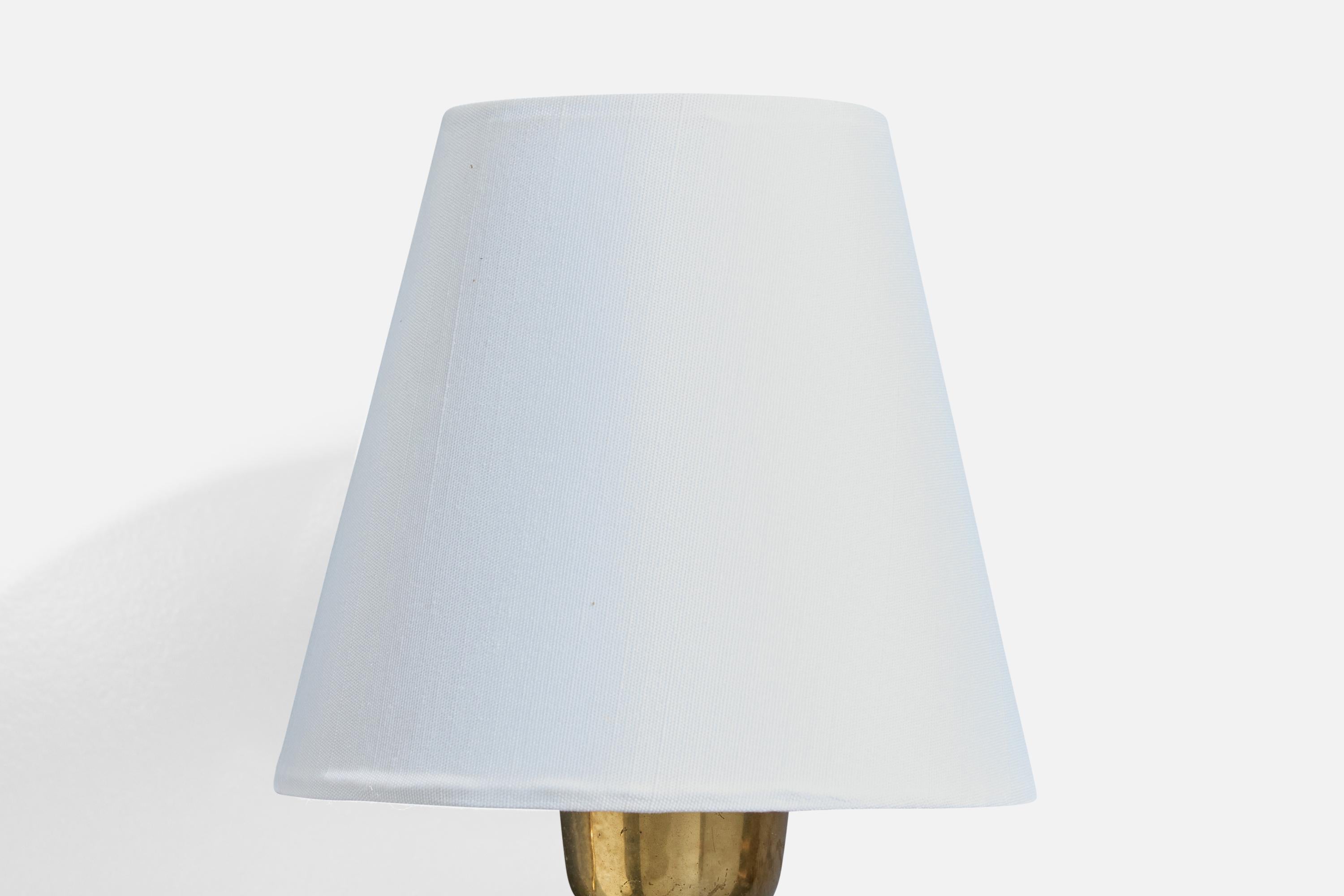 Høvik Verk, Wall Lights, Brass, Fabric, Norway, 1950s For Sale 2