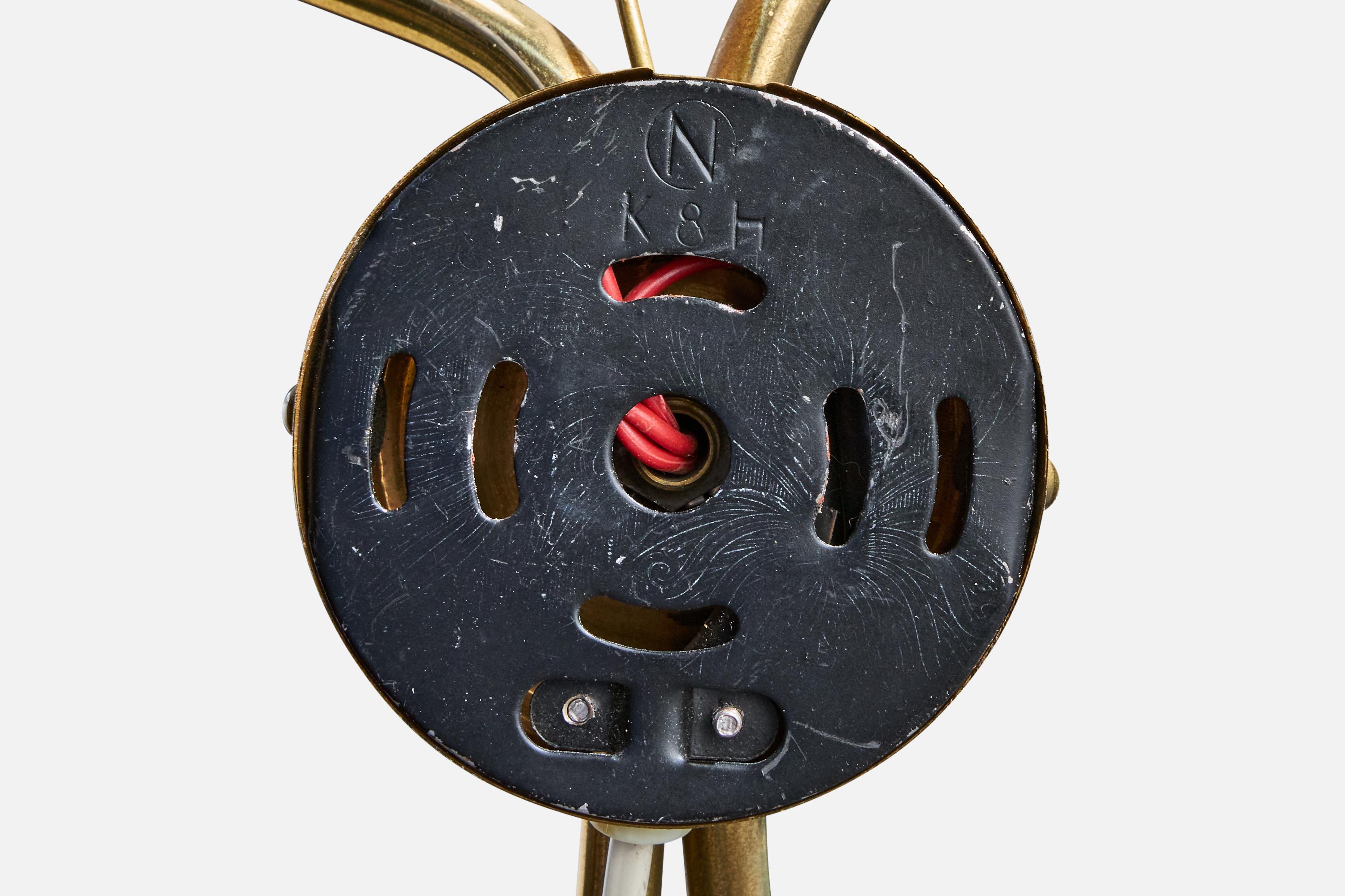 Høvik Verk, Wall Lights, Brass, Fabric, Norway, 1950s For Sale 3